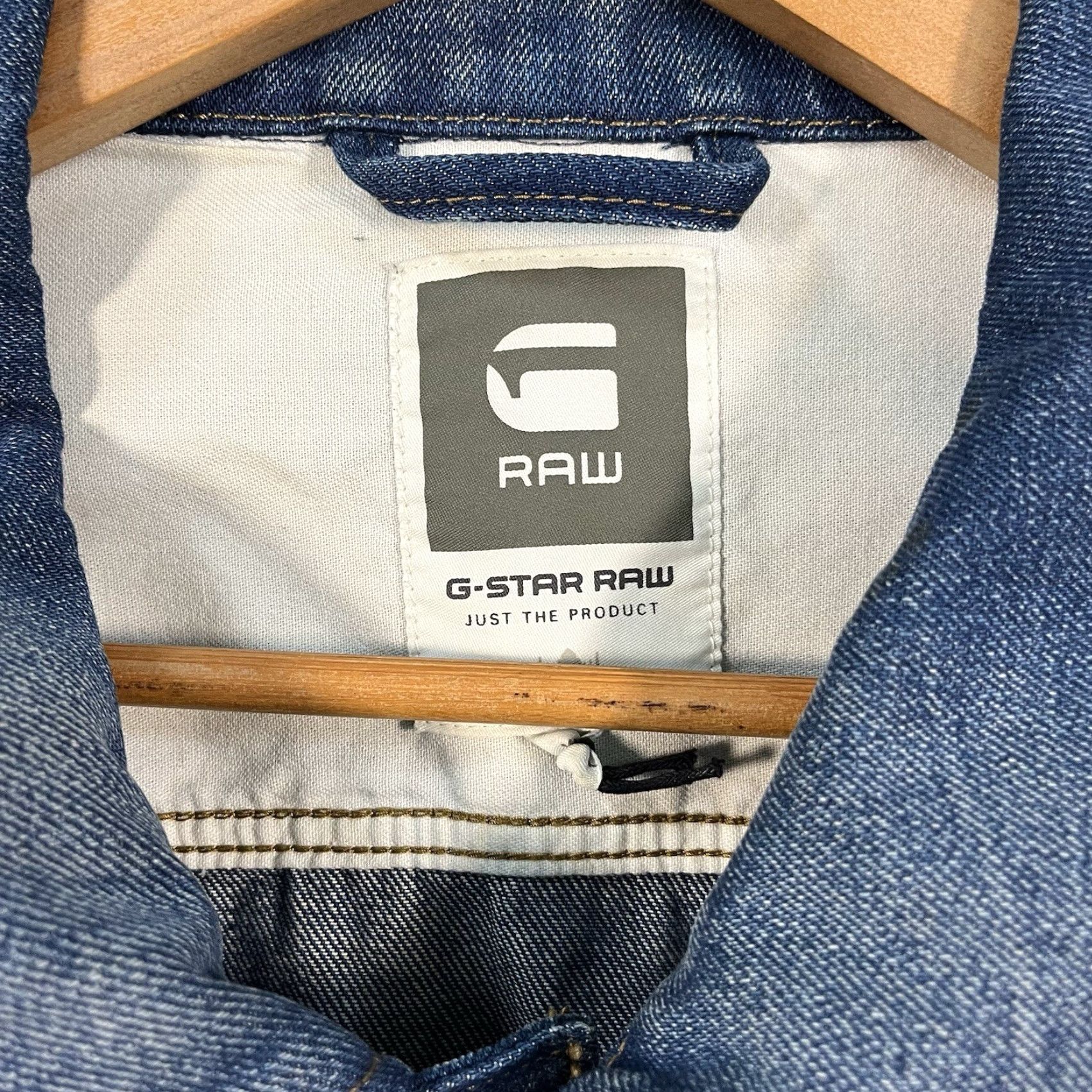 G-Star G-Star Raw Mens 3XL Jacket Blue Denim Jean Biker Faded RARE Size US 39 - 3 Thumbnail