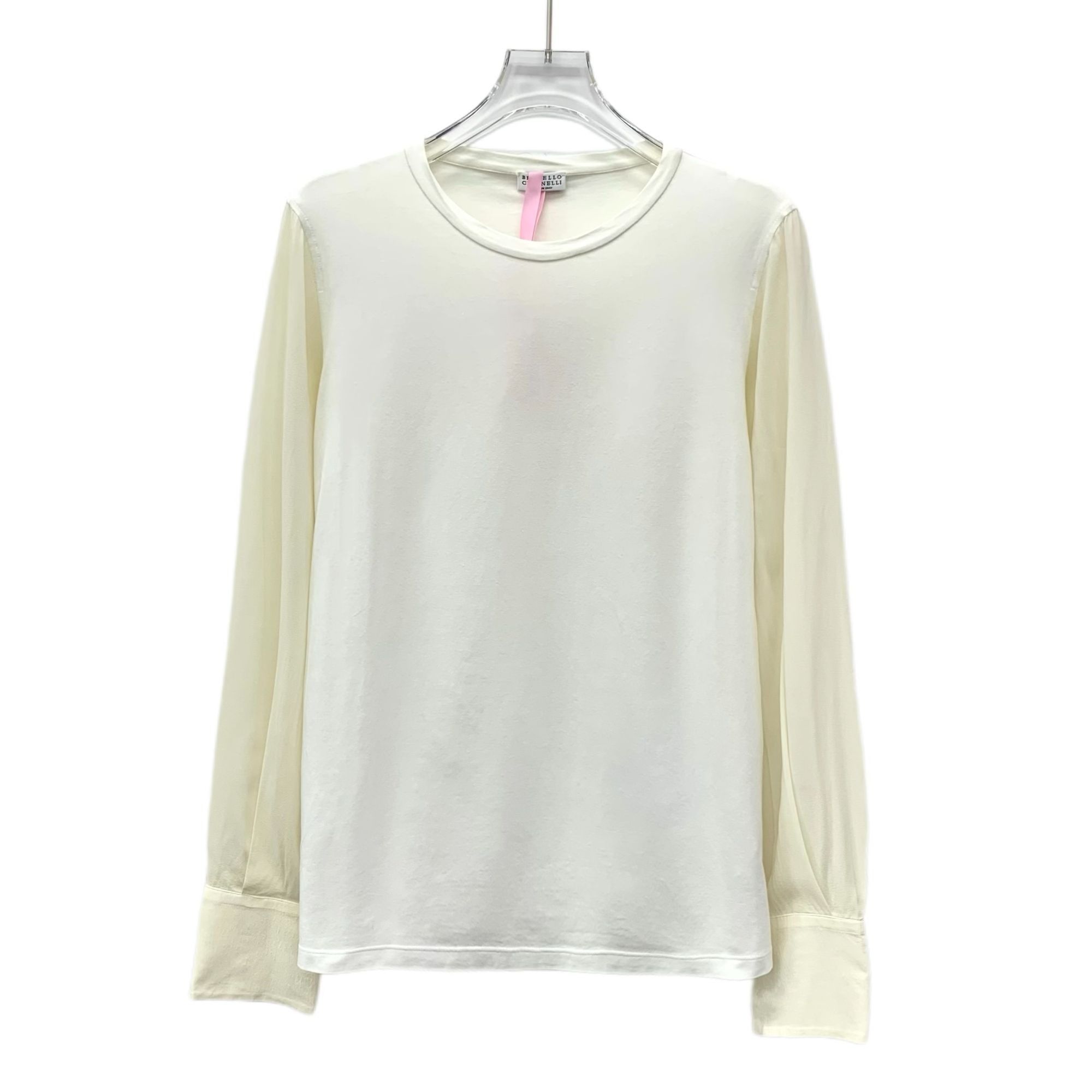 Brunello Cucinelli Beige Patchwork Cotton Long-Sleeve Round-