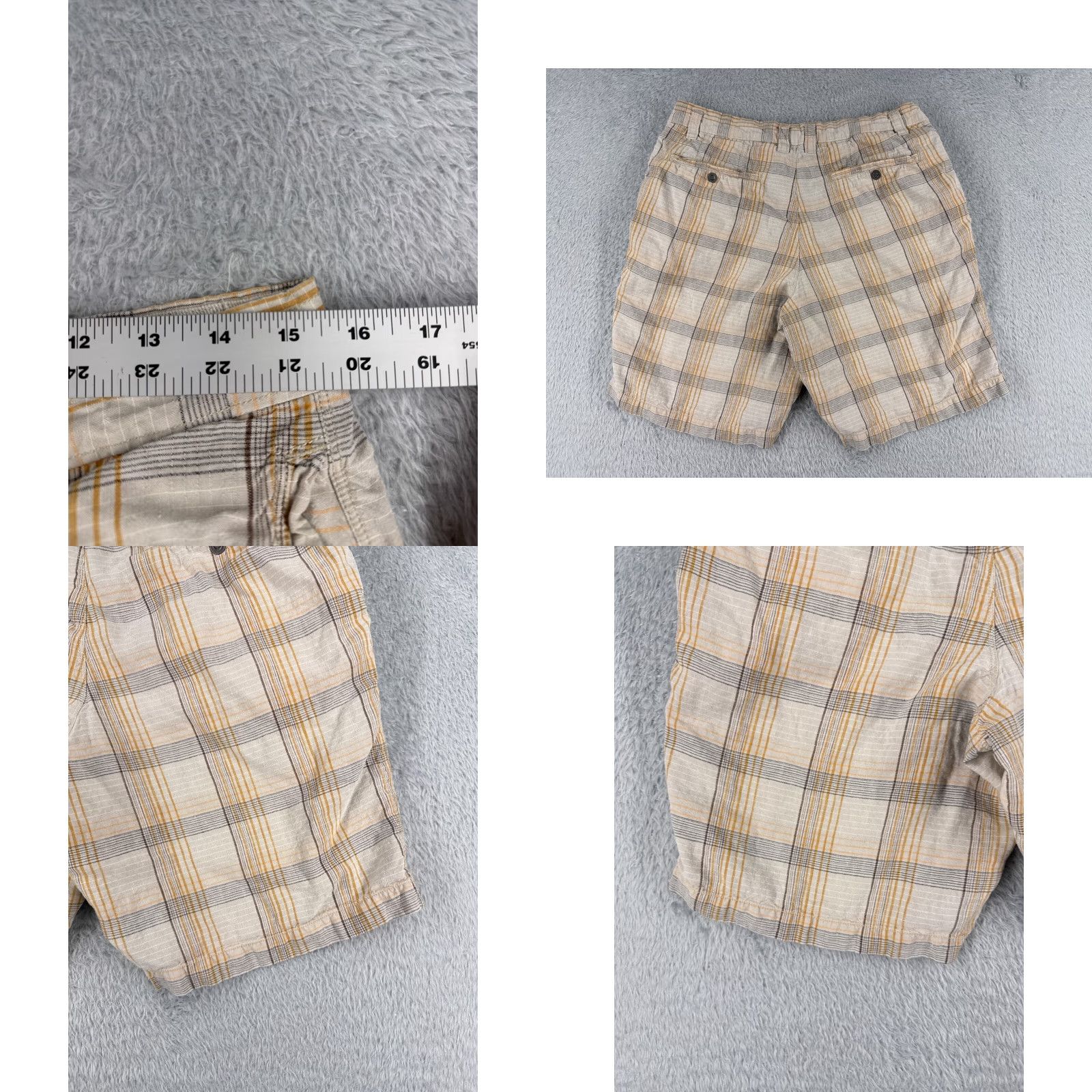 Tommy Bahama Tommy Bahama Shorts Men 33 Beige Plaid Linen Silk Blend Chino Flat Front Golf Size US 33 - 9 Thumbnail