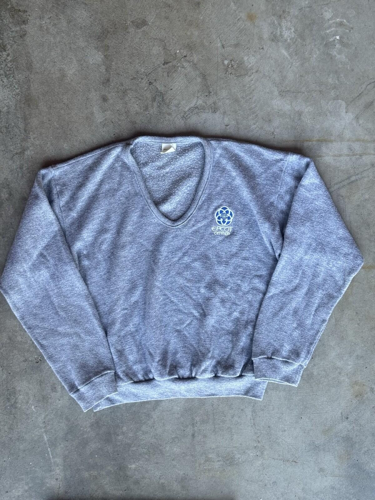 Disney Vintage 80s Epcot Center VNeck Gray Embroidered Disney World Size US M / EU 48-50 / 2 - 1 Thumbnail