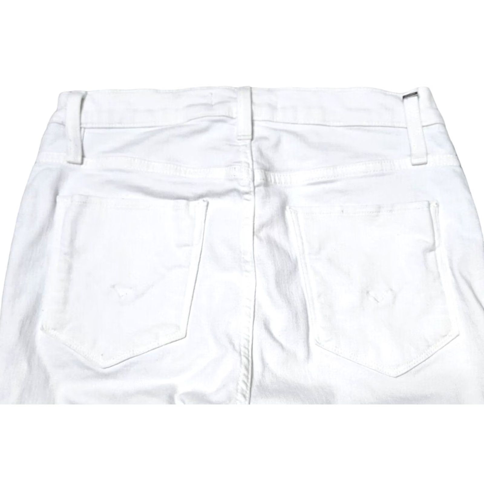 Hudson Hudson Jeans Skinny Jeans White Blue Stripe Denim 27 Womens Regular 90% Cotton 8% Polyester 2% Elastane Belted Pockets Raw Hem Size 27" / US 4 / IT 40 - 4 Thumbnail