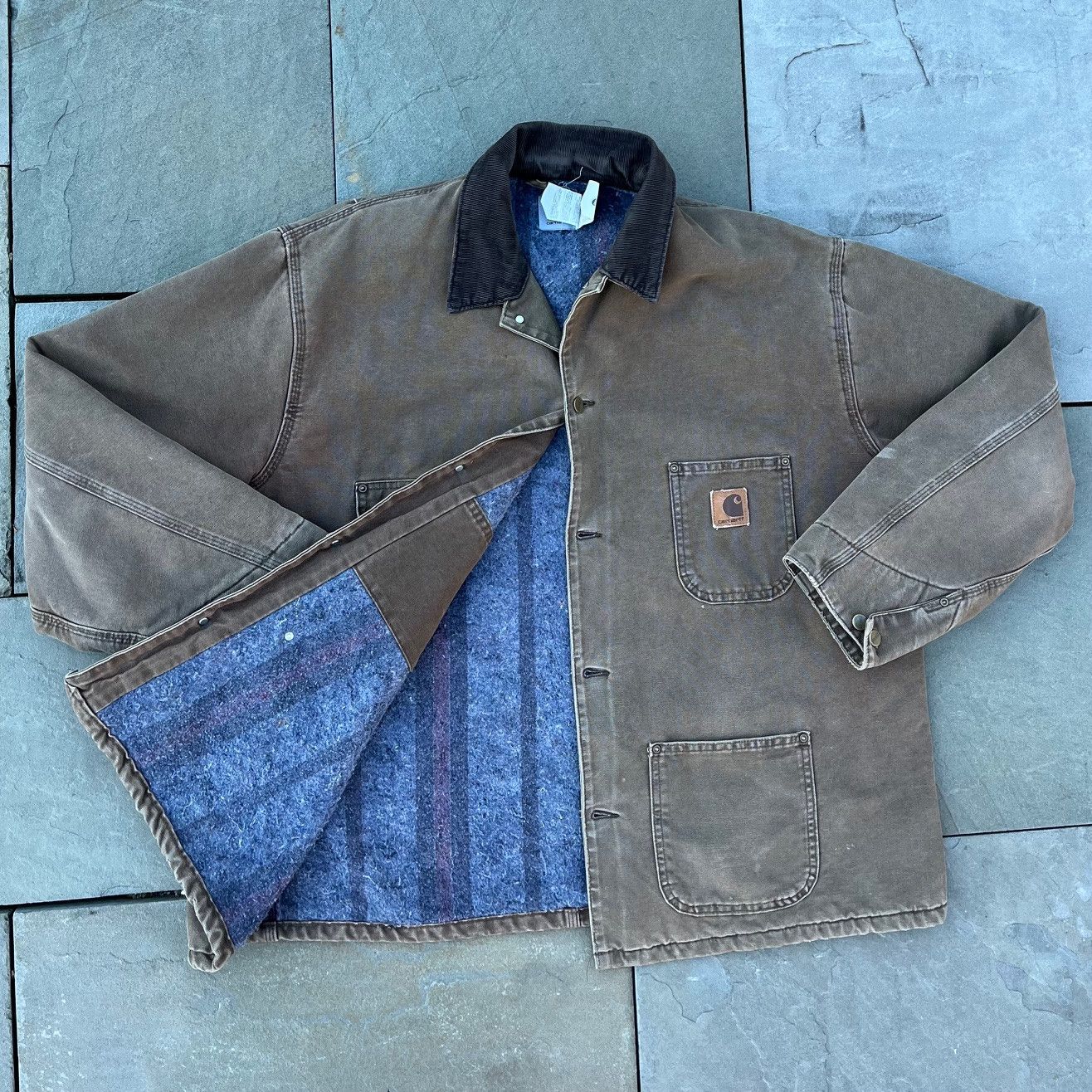 image of Vintage Carhartt C02 Cht, Chore Coat, Blanket Lined Jacket in Brown, Men's (Size 2XL)