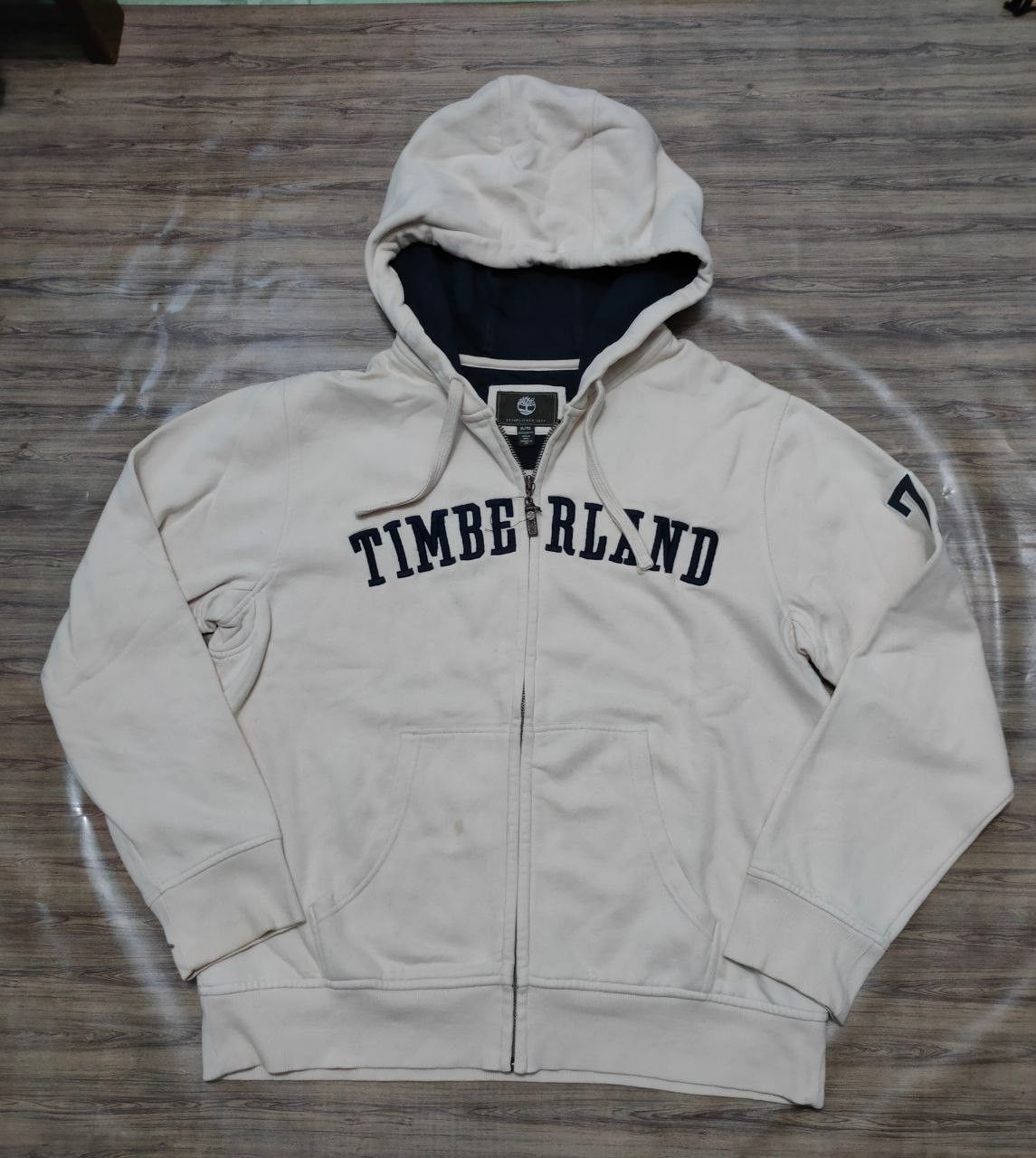 Timberland vintage zip hoodie big embroidery spell out logo