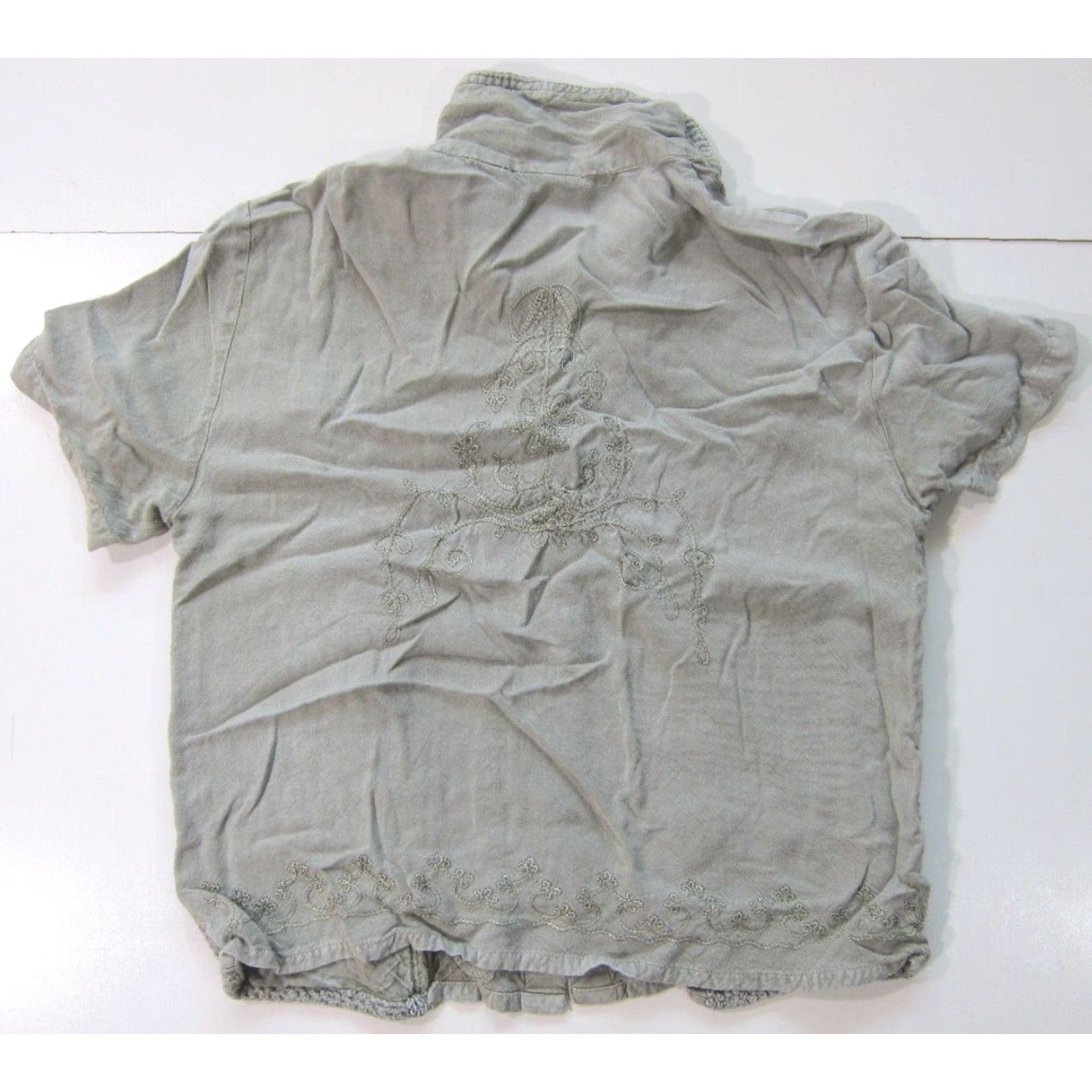 Vintage Bila 100% Rayon Green Embroidered Collared Button Down Short Sleeve Shirt Medium Size M / US 6-8 / IT 42-44 - 2 Thumbnail