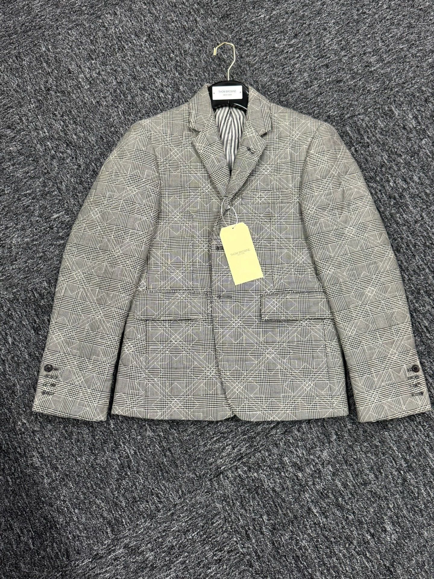 Thom Browne Thom Browne Prince Check Embossed Jacket Mid Grey 0 Size XS / US 0-2 / IT 36-38 - 3 Thumbnail