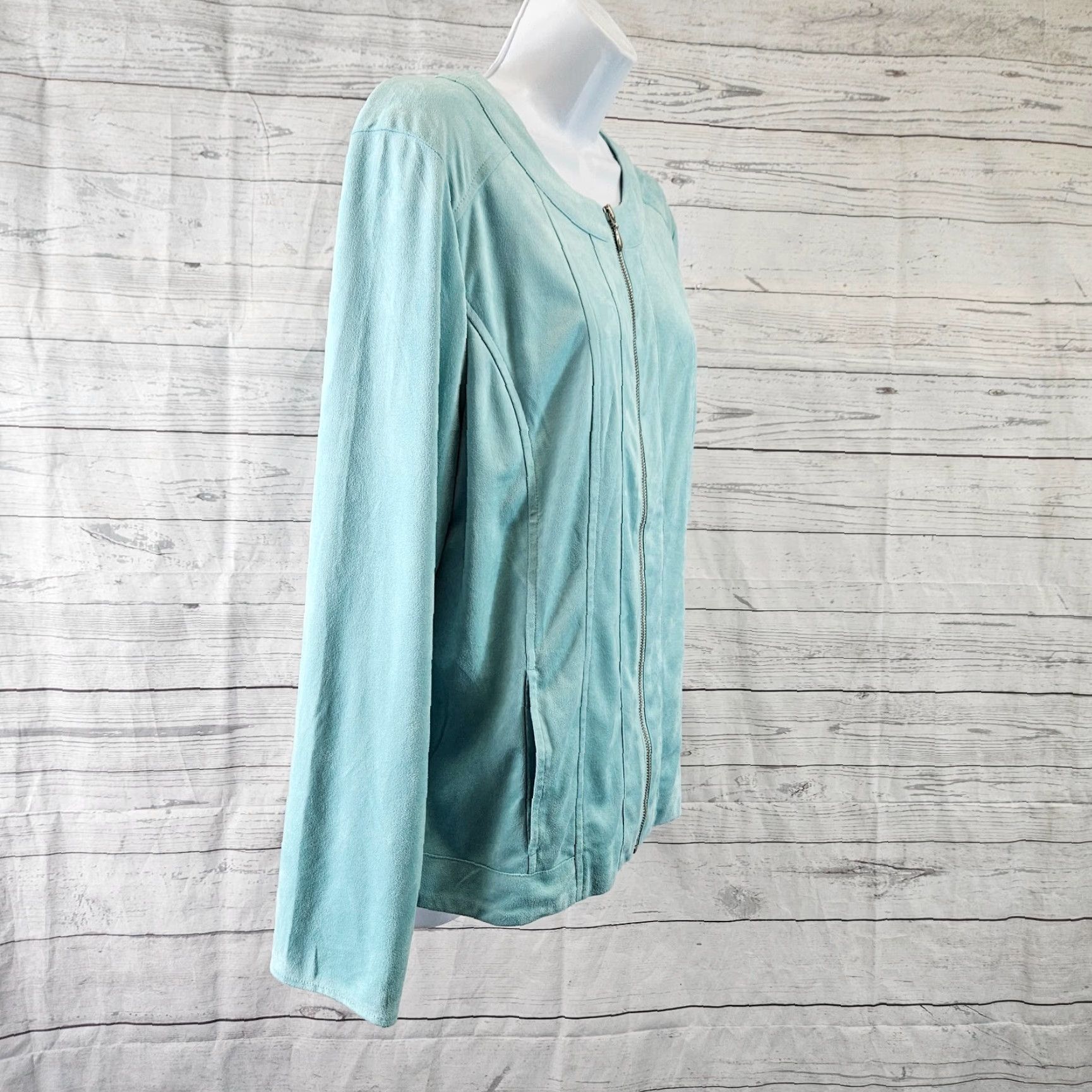 Vintage Chico's Women's Large Solid Blue Faux Suede Jacket User: Chico's Women's Large Solid Blue Faux Suede Jacket Size L / US 10 / IT 46 - 3 Thumbnail