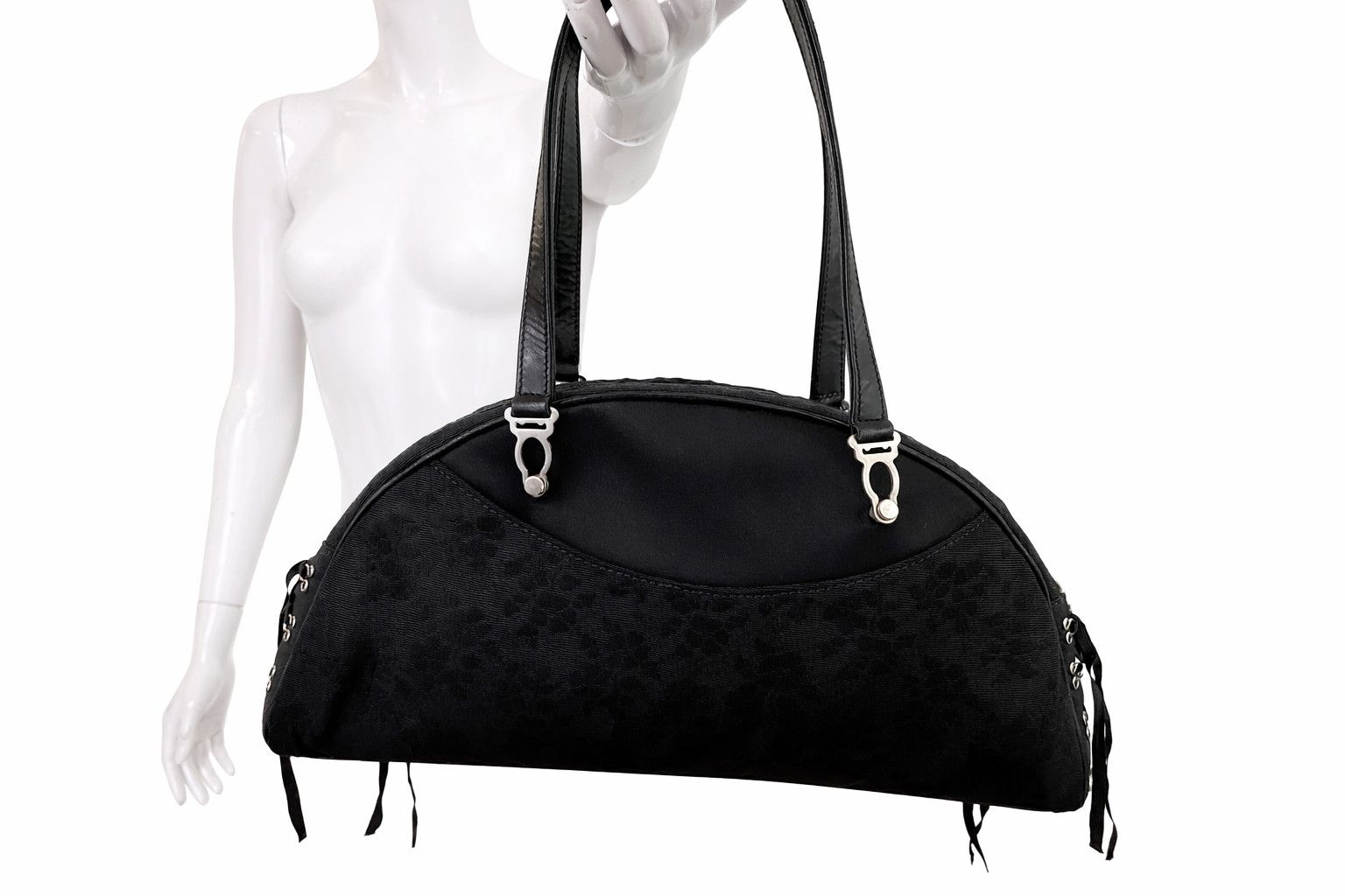 John Galliano John Galliano Black Corset Lace-Up Bag Designer Handbag Size ONE SIZE - 3 Thumbnail