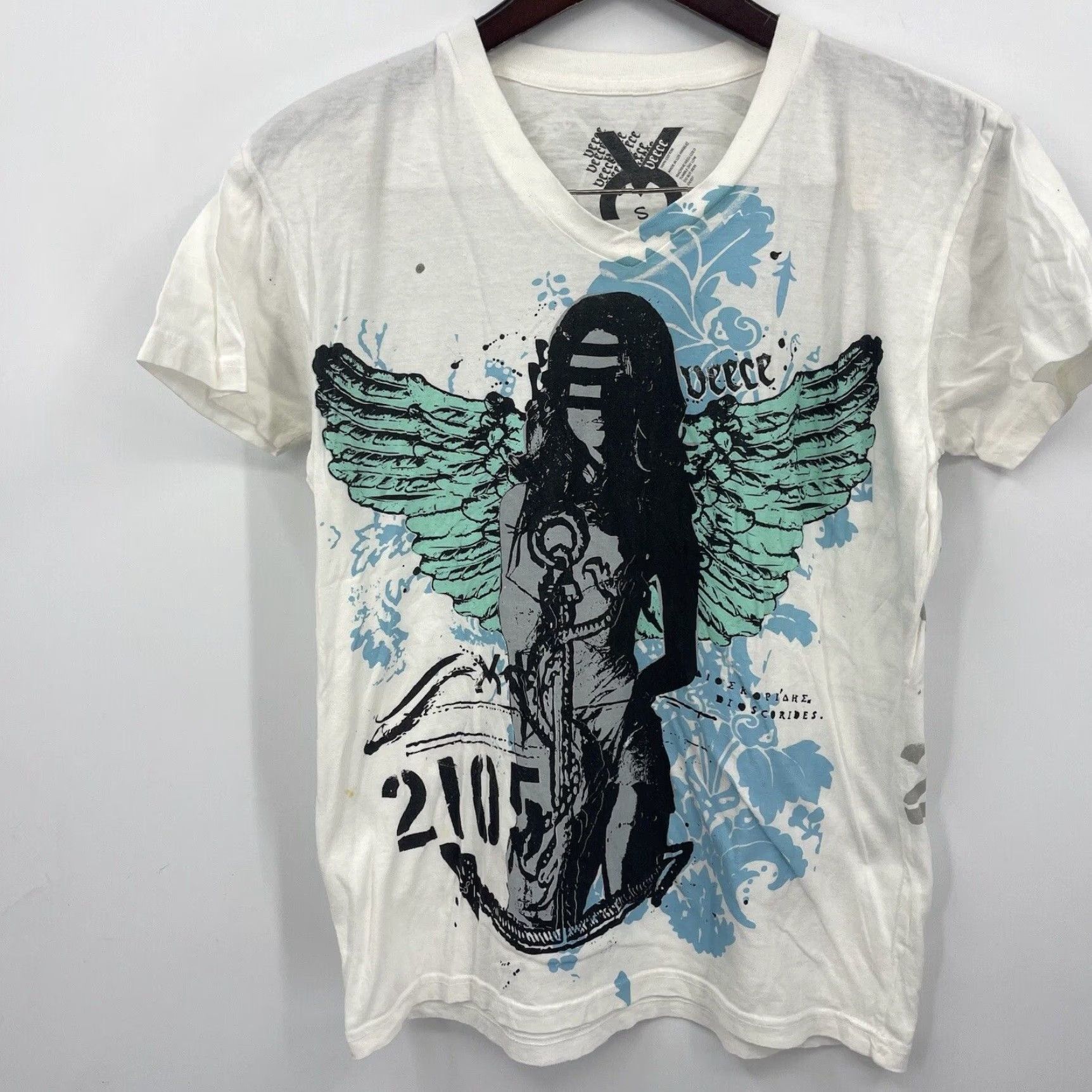 Vintage VINTAGE Veece T-Shirt Mens Small White Graphic Angel Fairy 1980s Cotton Shirt Adult Small Angel Fairy Mens Size US S / EU 44-46 / 1 - 5 Thumbnail