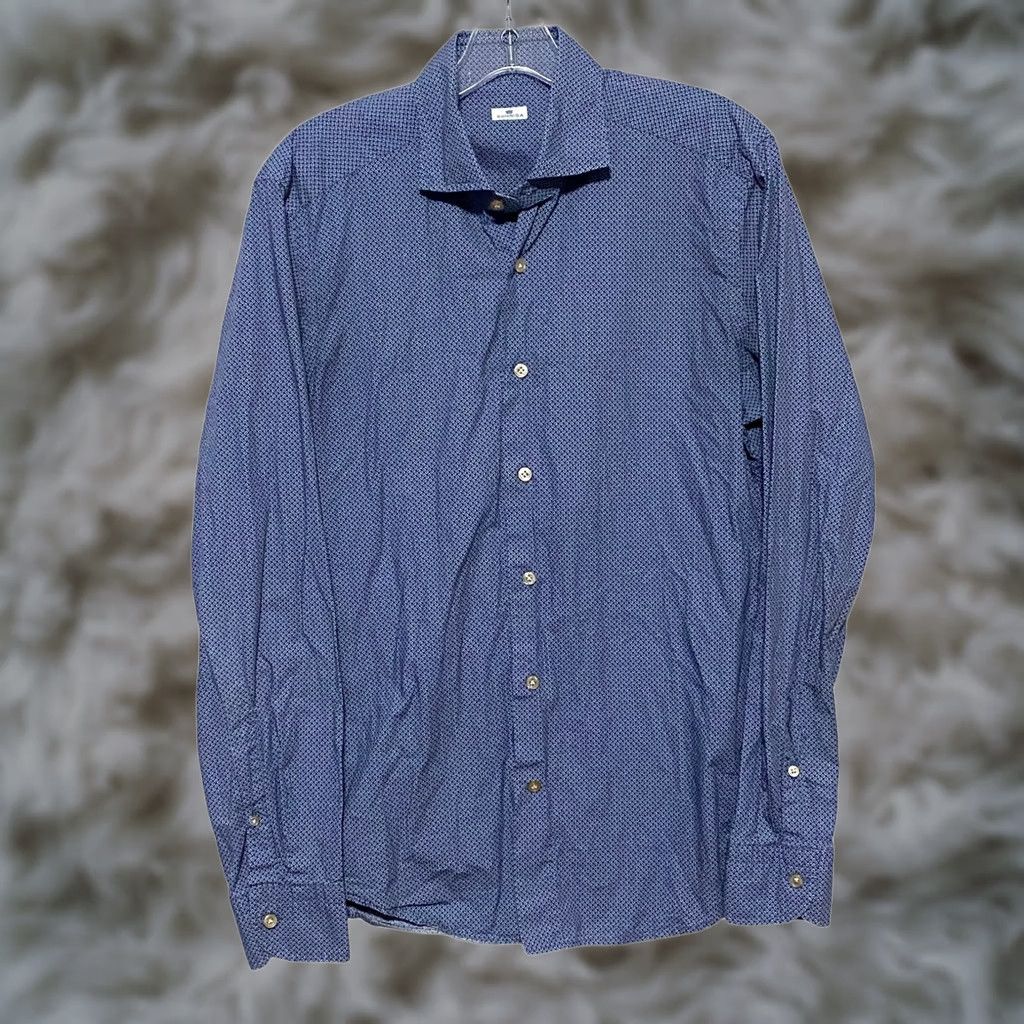 Vintage Sonrisa Geometric Button Down Dress Shirt Mens 15.5 Italy Professional Career Dress Shirt Mens 15.5 Blue Geometric Size 42R - 1 Thumbnail