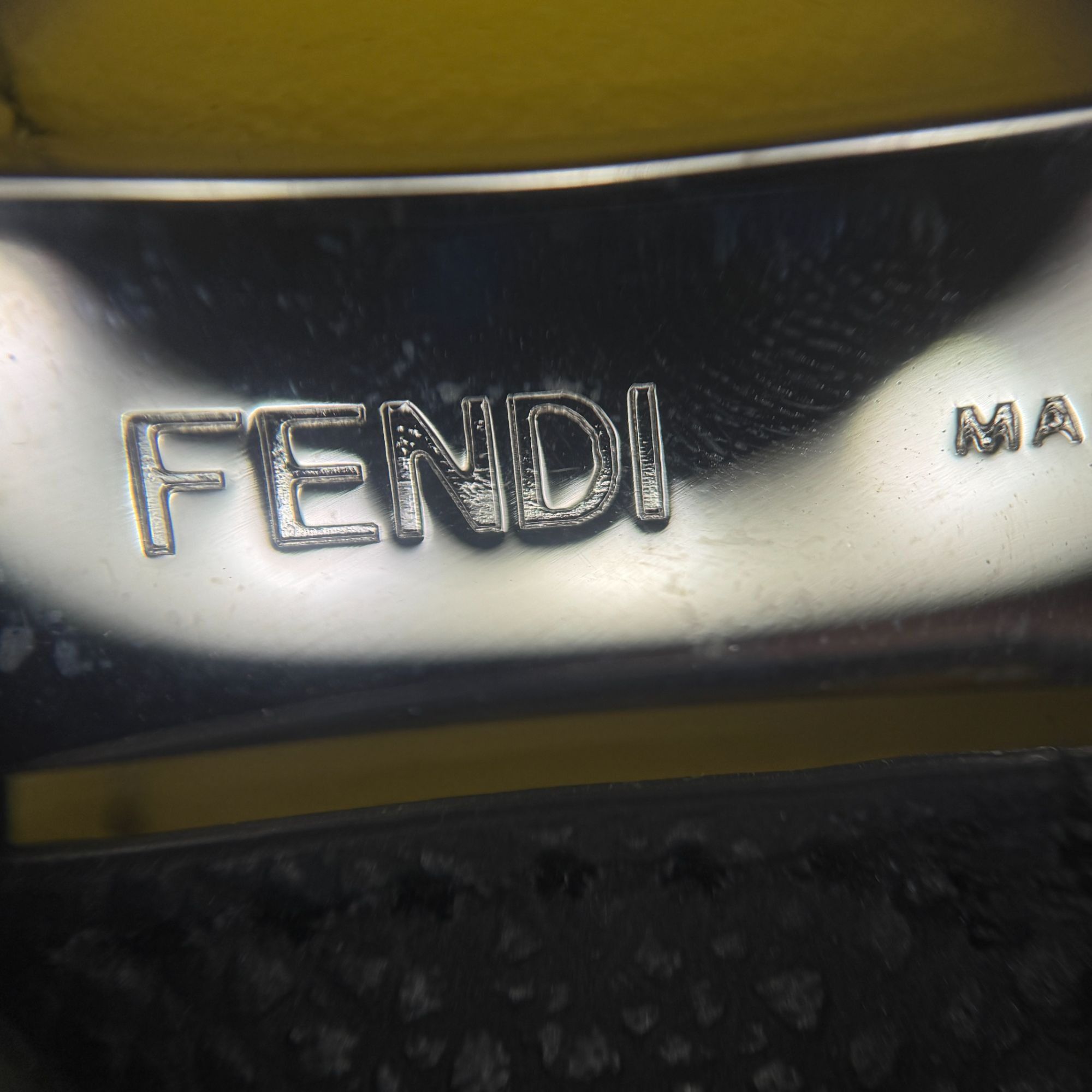 Fendi Fendi Mens Black & Yellow Leather Reversible Belt With FF Lo Size ONE SIZE - 6 Thumbnail