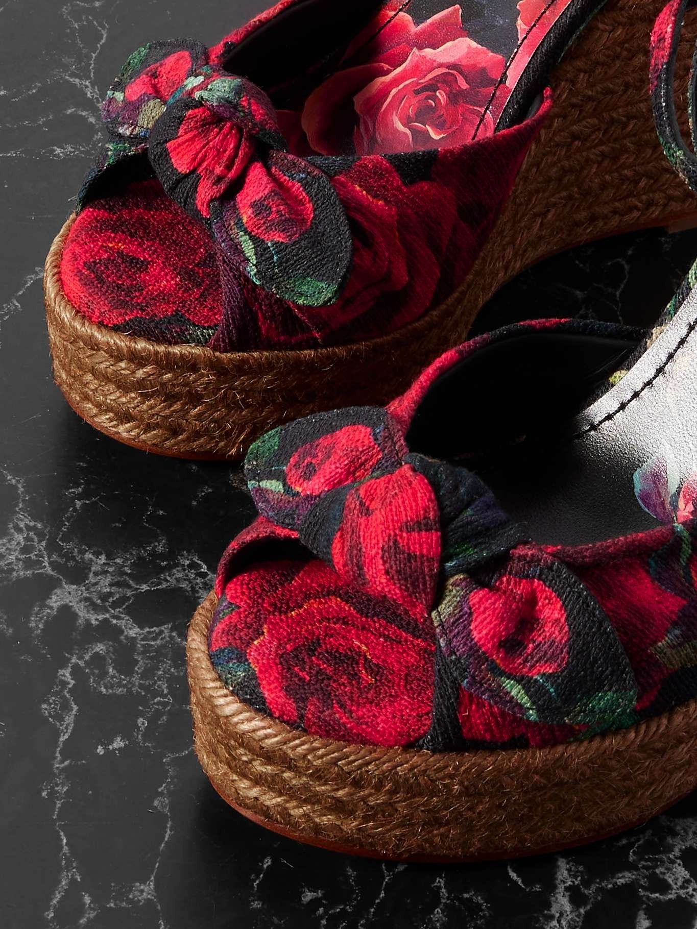 Dolce & Gabbana os11x0126 Lolita Printed Canvas Espadrille Wedge Sandals Size US 6 / IT 36 - 4 Thumbnail
