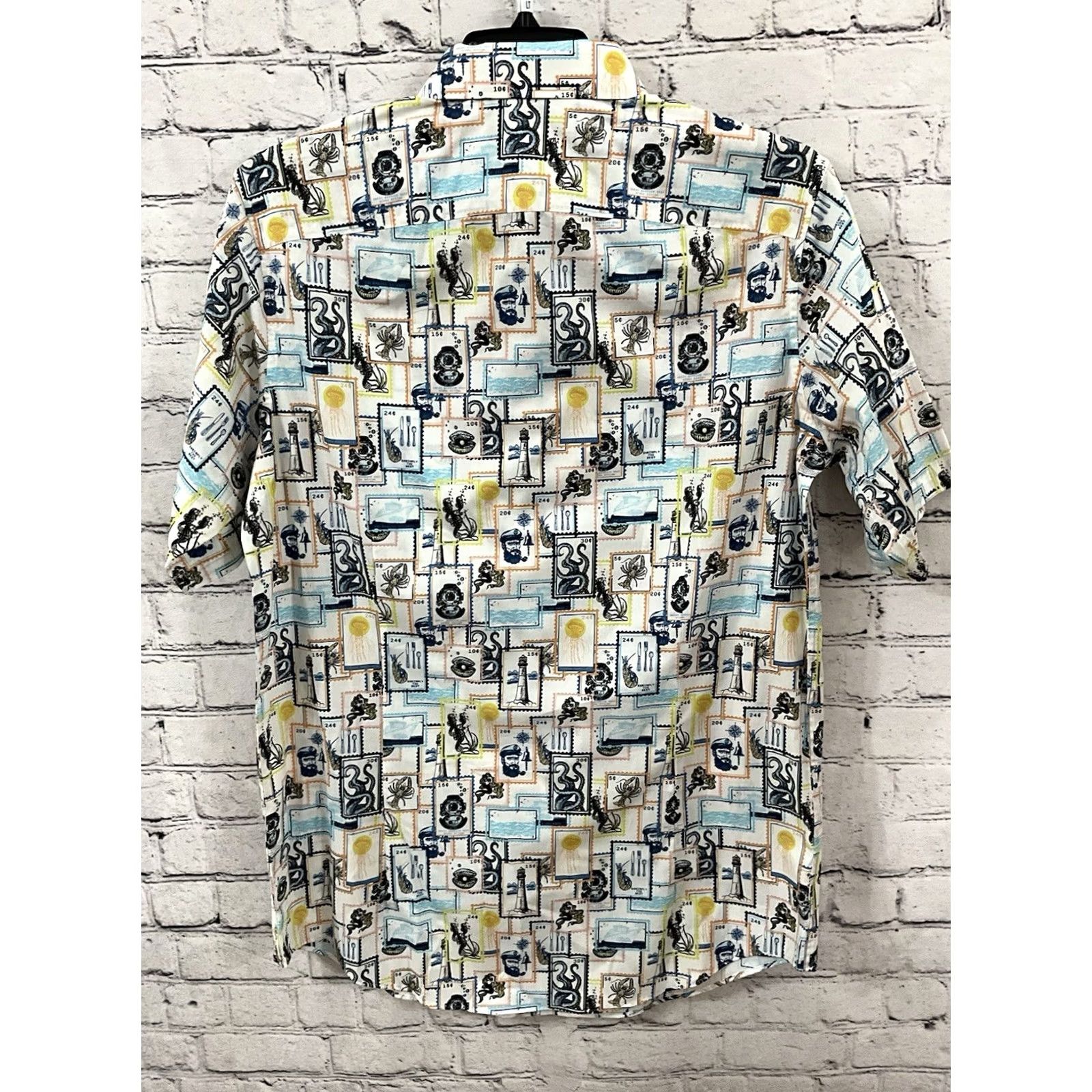 Murano Murano Tall Man’s Sailor Button Down Shirt LT White Cotton Button-Up Men Big & Tall Collared Short Sleeve Easy Care Shirt Shirt Mens White LT Size US L / EU 52-54 / 3 - 2 Thumbnail