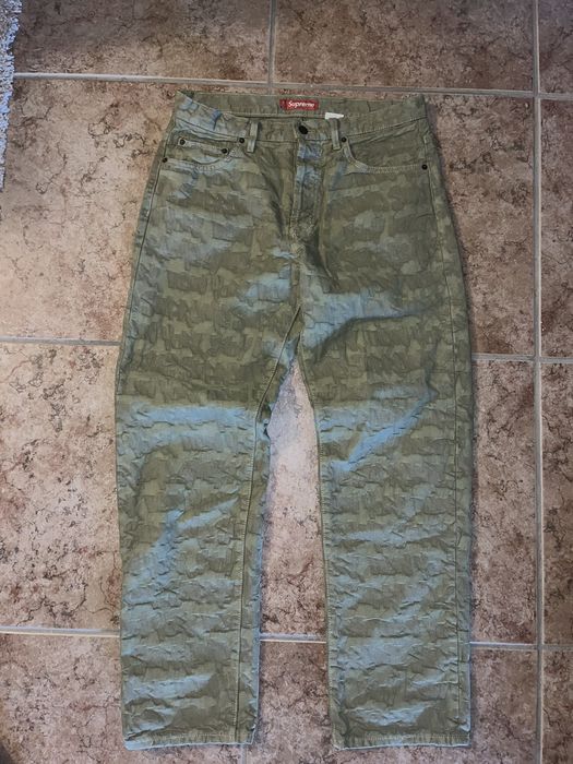 Supreme supreme fat tip jacquard denim jeans | Grailed