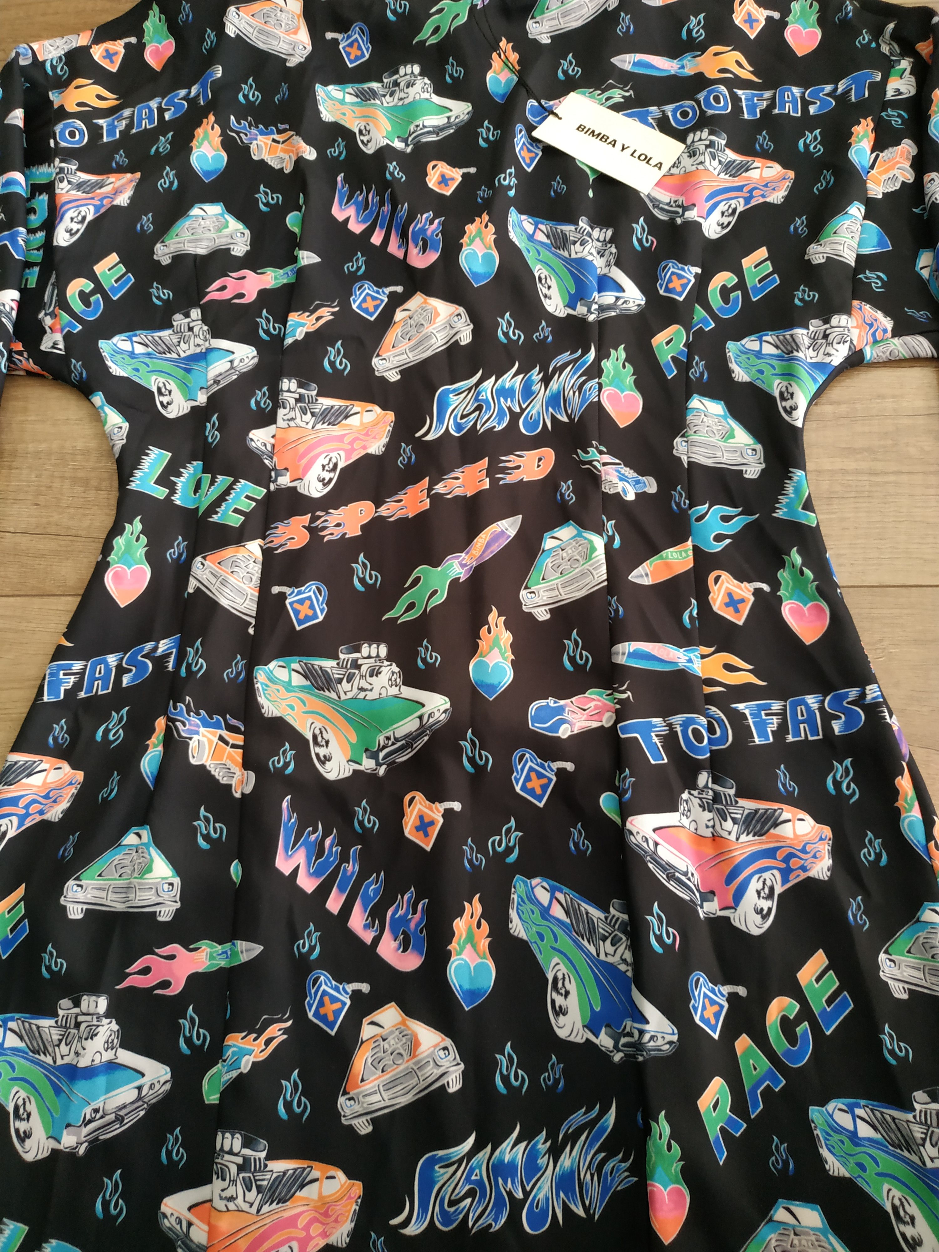 BIMBA Y LOLA Bimba Y Lola 'Cars & Flames' Women's Midi Dress, s. MEDIUM Size M / US 6-8 / IT 42-44 - 3 Thumbnail