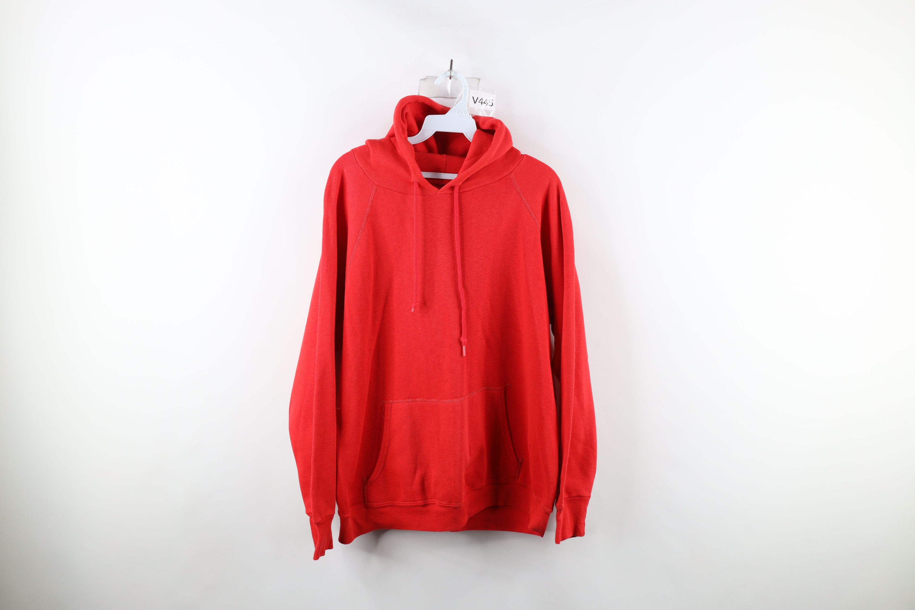 image of Vintage 60S 70's Streetwear Blank Hoodie Sweatshirt Red Usa, Men's (Size Large)