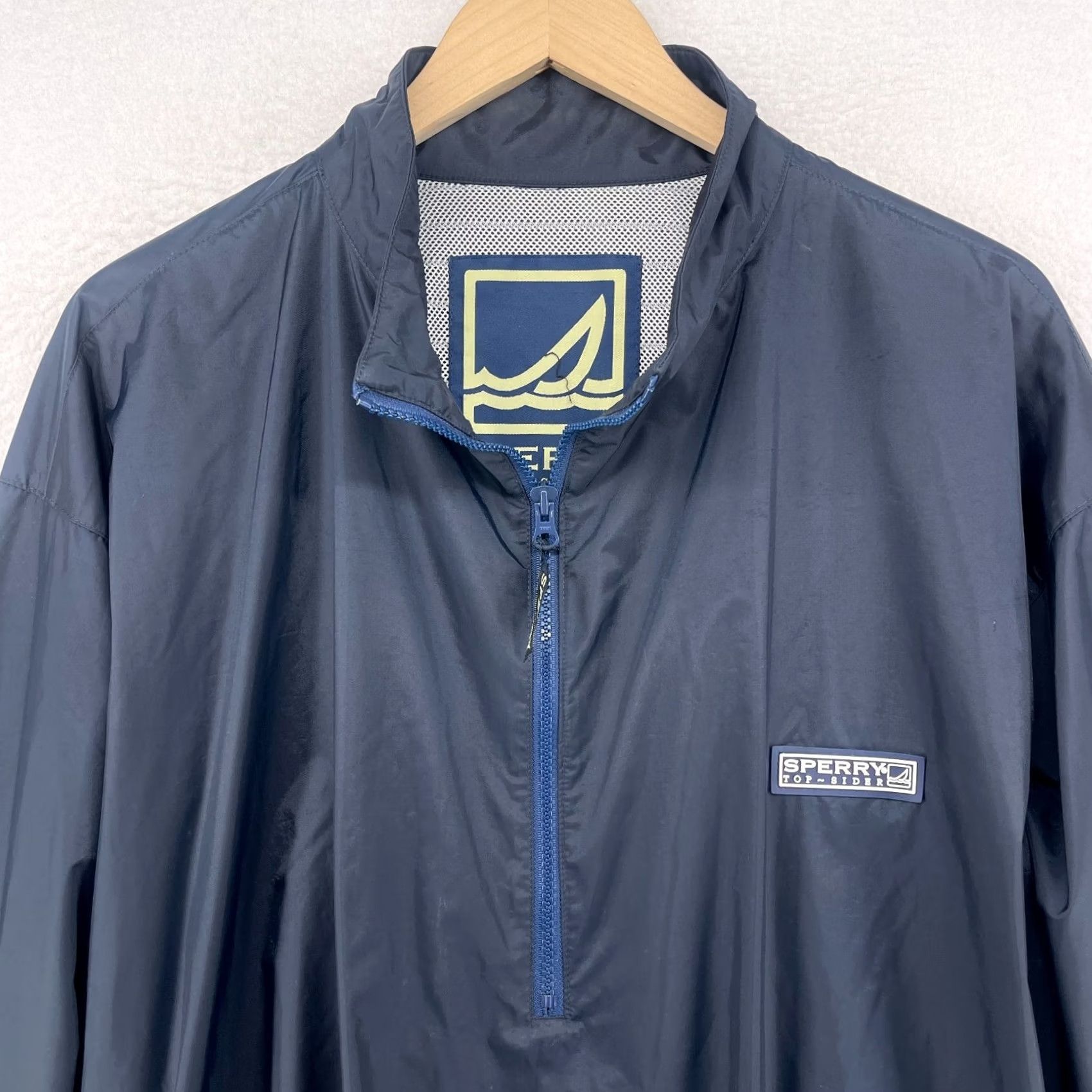 Sperry SPERRY Top Sider Windbreaker Jacket Mens L Blue Nylon 1/2 Zip Pullover Cinched Size US L / EU 52-54 / 3 - 5 Thumbnail