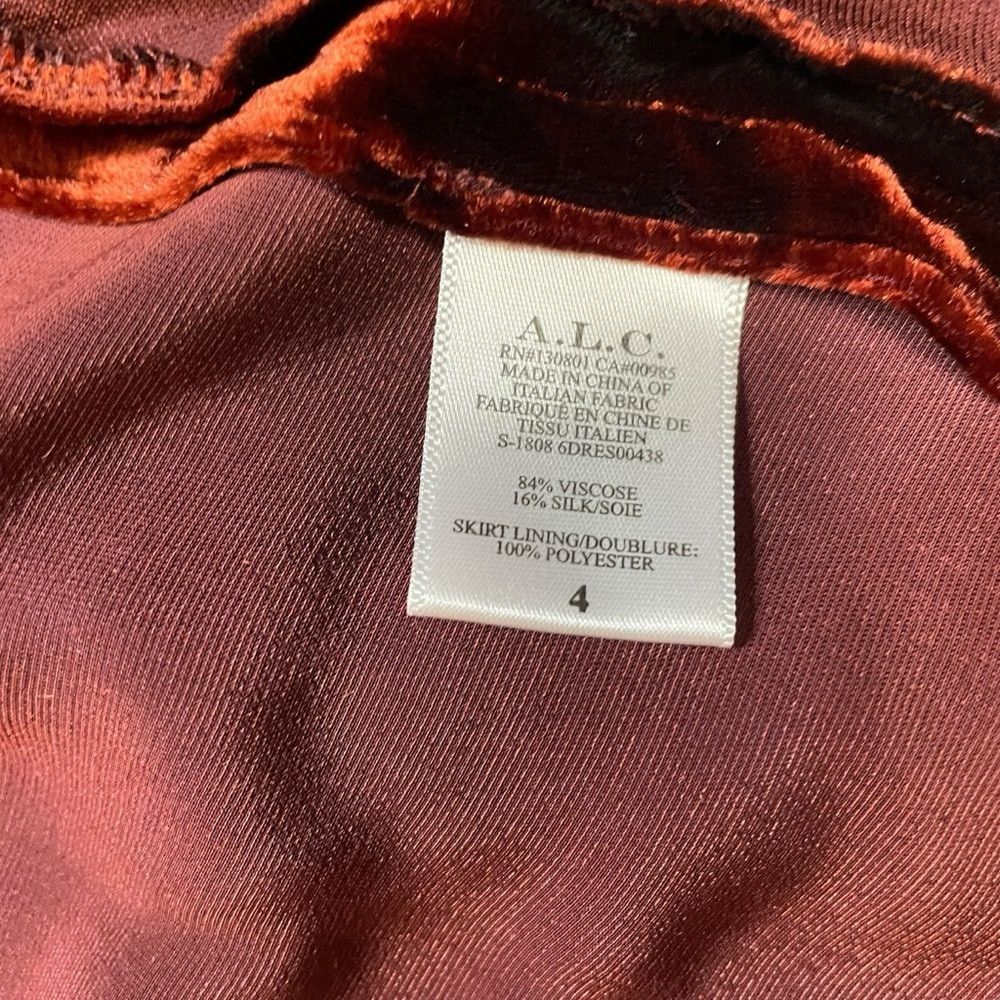 A.L.C. A.L.C. Womens Carlo Cognac Silk Blend Velvet Long Sleeve Wr Size S / US 4 / IT 40 - 8 Thumbnail