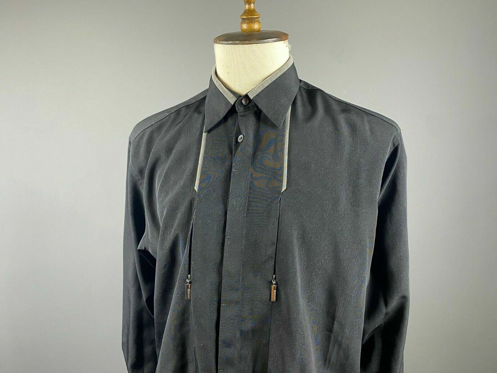 Carlo Colucci Carlo Colucci Black Button Up Shirt Zip Pocket Shirt Size L Size US L / EU 52-54 / 3 - 2 Thumbnail
