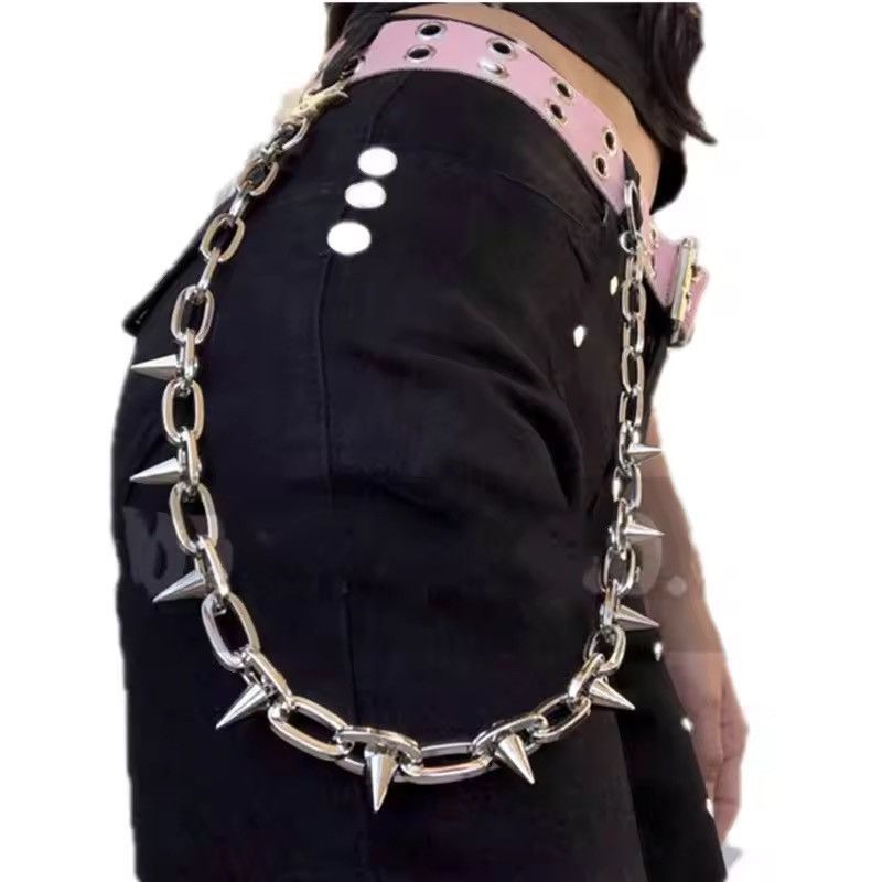 Jewelry Hiphop Punk Goth Big Spike Pants Chain in Silver, Men's
