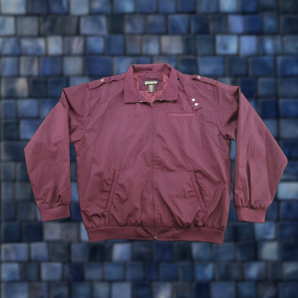 Haband VINTAGE Haband Bomber Jacket Men L Burgundy Maroon Full Zip 4 Pockets Red Solid 80s Retro Y2K Mens Size US L / EU 52-54 / 3 - 1 Thumbnail