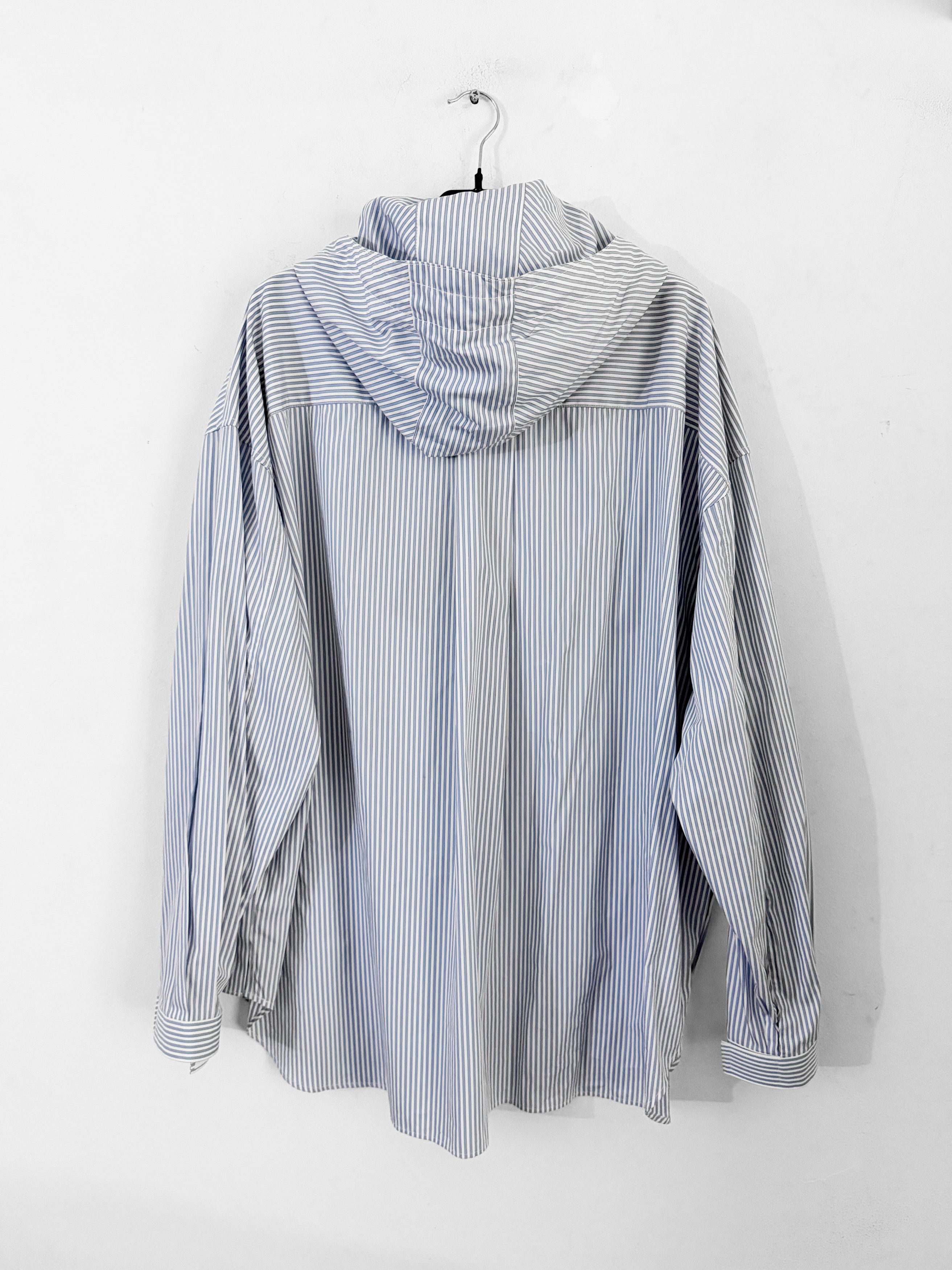 Juun.J Oversized Striped Cotton Hooded Shirt Size US L / EU 52-54 / 3 - 6 Thumbnail