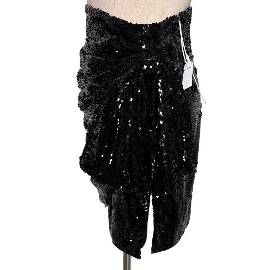 16Arlington 16Arlington Sequin Bow Draped Mini Skirt Black sz US 4 UK 8 Size 27" / US 4 / IT 40 - 6 Thumbnail