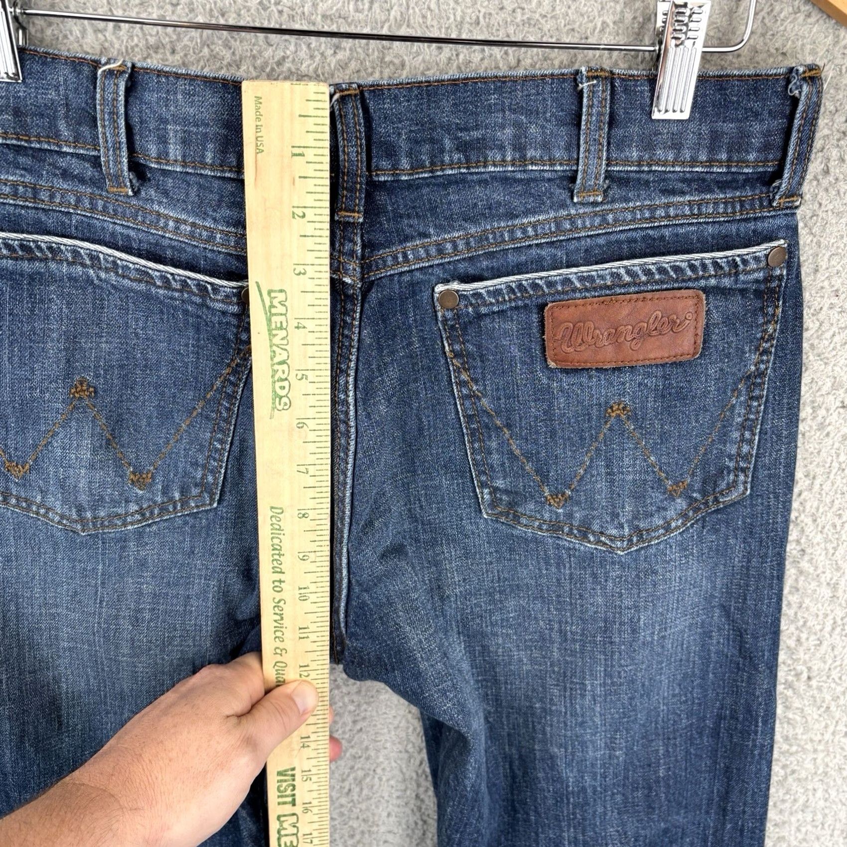 Wrangler Wrangler Retro Relaxed Boot Jeans 32x29 32x30 Dark Wash Blue Denim Western Cowboy Mens Regular 5-Pocket Stretch Vintage: No Size US 32 / EU 48 - 4 Thumbnail