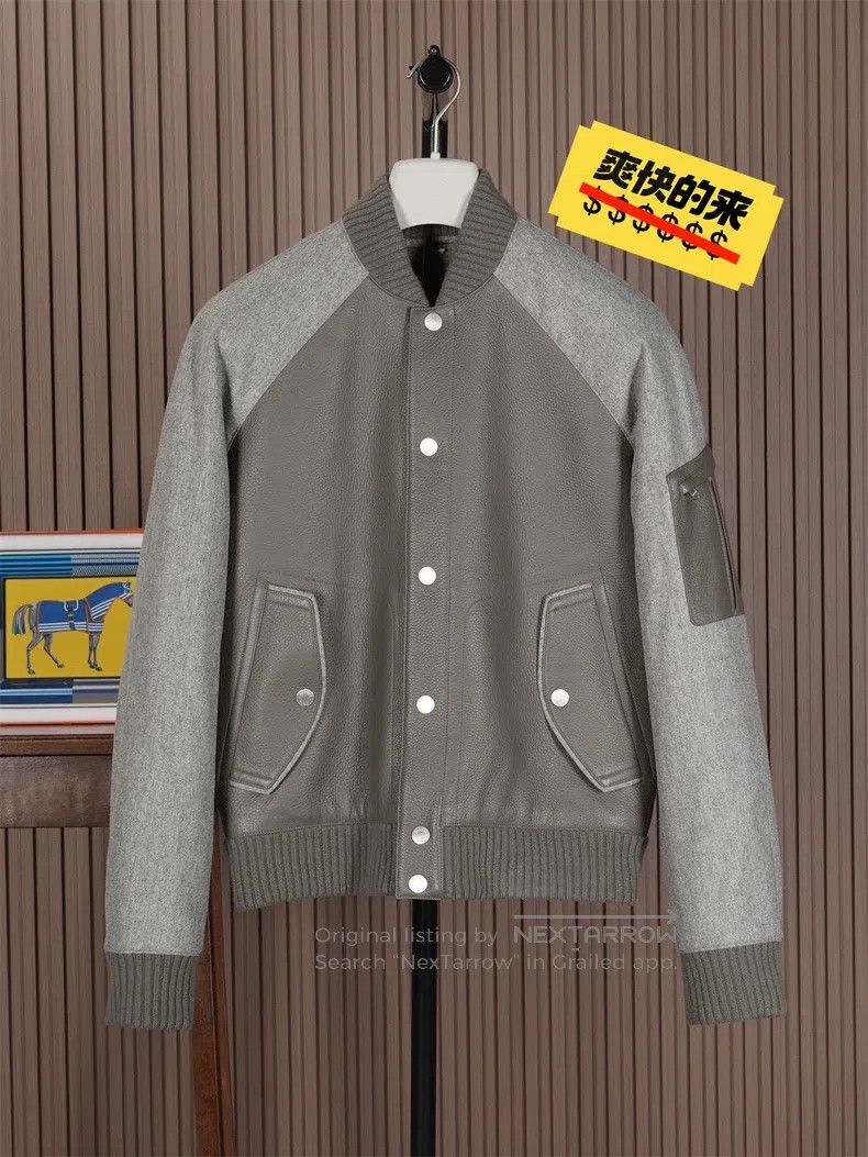 Hermes Hermes White tail deer skin / cashmere baseball jacket Size US M / EU 48-50 / 2 - 1 Thumbnail