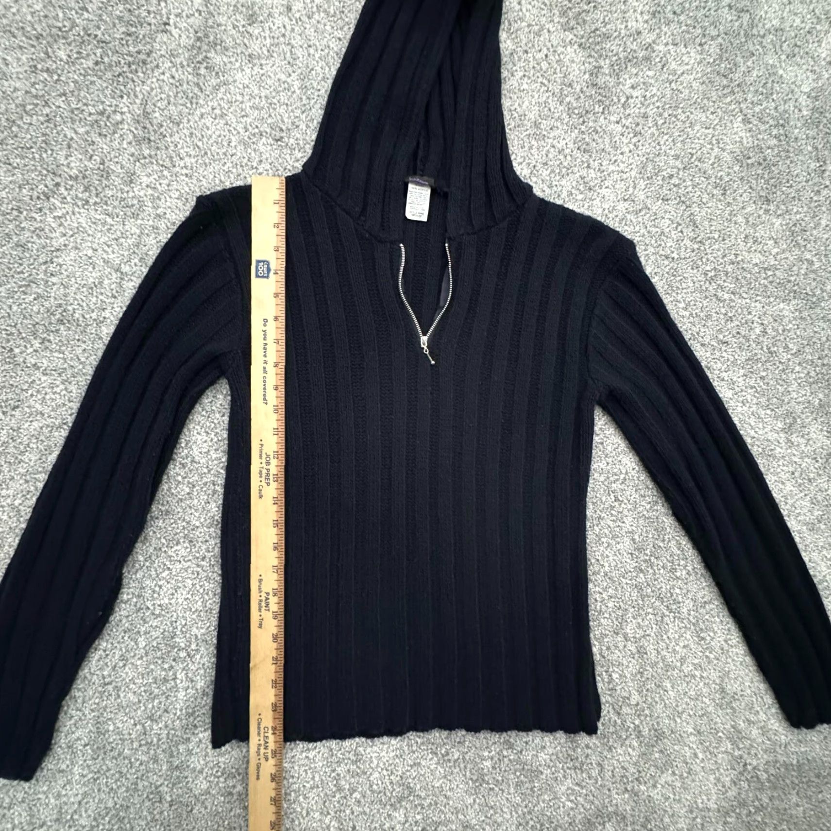 Vintage VINTAGE Juncture Hoodie Sweater Womens Medium Ribbed Knit 90s Y2K Goth 1/4 Zip Black Knit Sweater WomenM 90s Gothic Zip Pullover Size M / US 6-8 / IT 42-44 - 2 Thumbnail