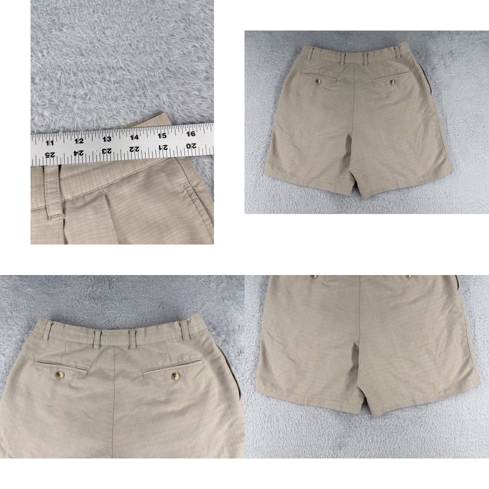 Vintage Greg Norman Men Shorts Casual Chino 34 Beige Plaid Pleated Rayon Polyester 5-Pocket 8in Inseam Golf Size US 34 / EU 50 - 9 Thumbnail