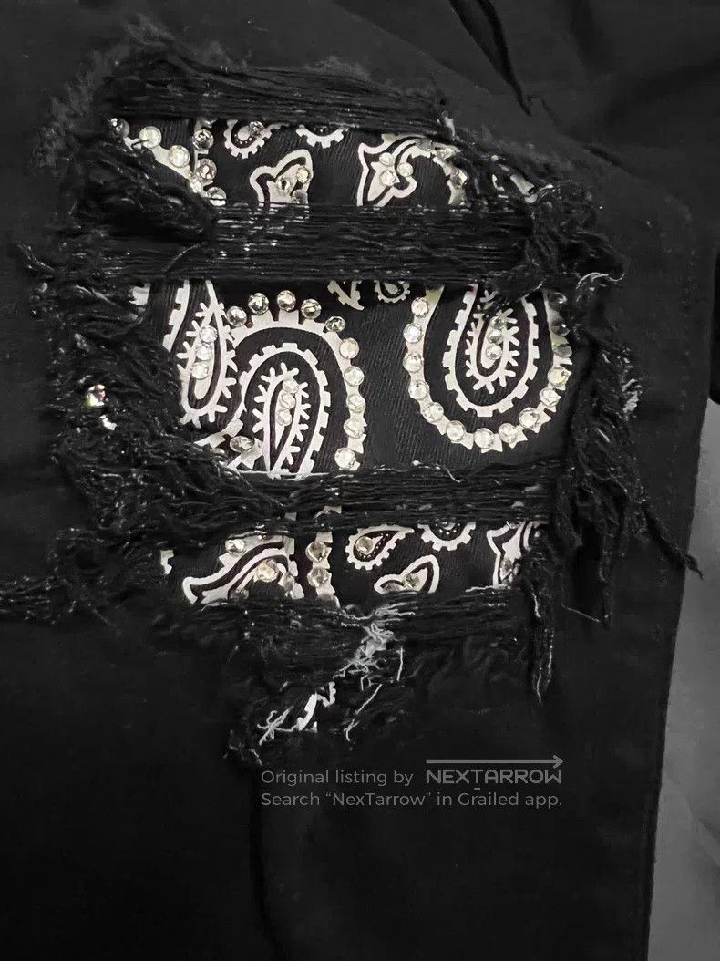 Amiri Amiri Diamond-shaped cashew flower patchwork black denim Size US 32 / EU 48 - 5 Thumbnail