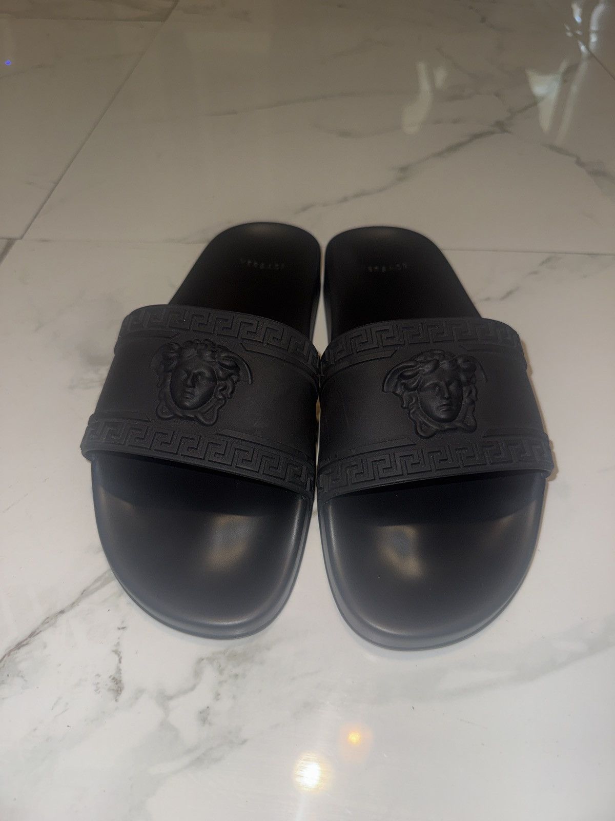 Versace VERSACE Men's Black La Medusa Logo Palazzo Pool Slides Size US 11 / EU 44 - 3 Thumbnail