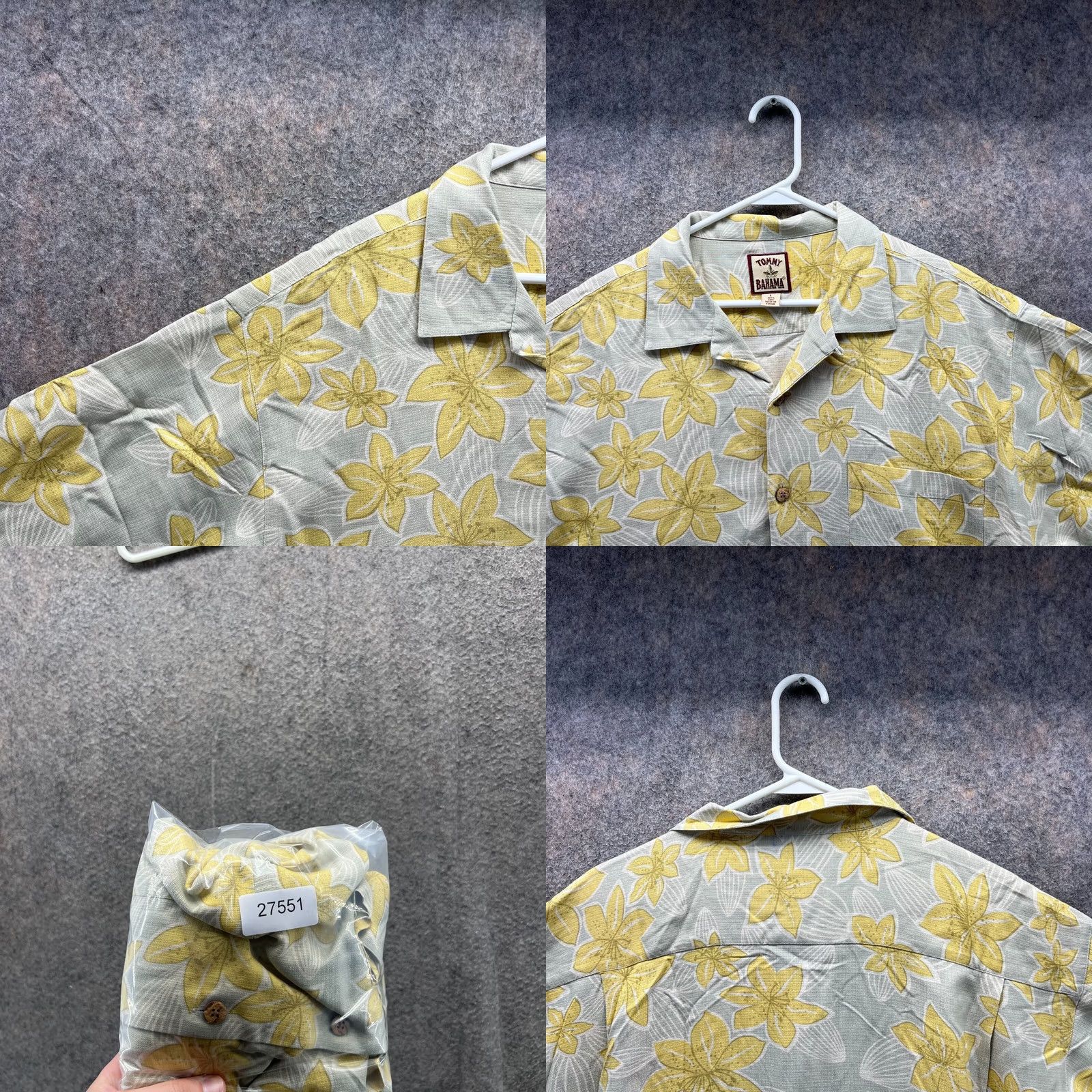 Tommy Bahama VINTAGE Tommy Bahama Shirt Mens L Yellow Floral Hawaiian Button-Down Silk (if Vintage? Original says Vintage: No) Size US L / EU 52-54 / 3 - 8 Thumbnail