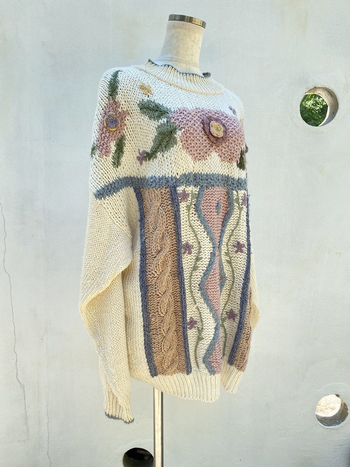 Designer × Vintage OBJECTIVES Floral Embroidery Knit Sweater Size XL / US 12-14 / IT 48-50 - 18 Thumbnail