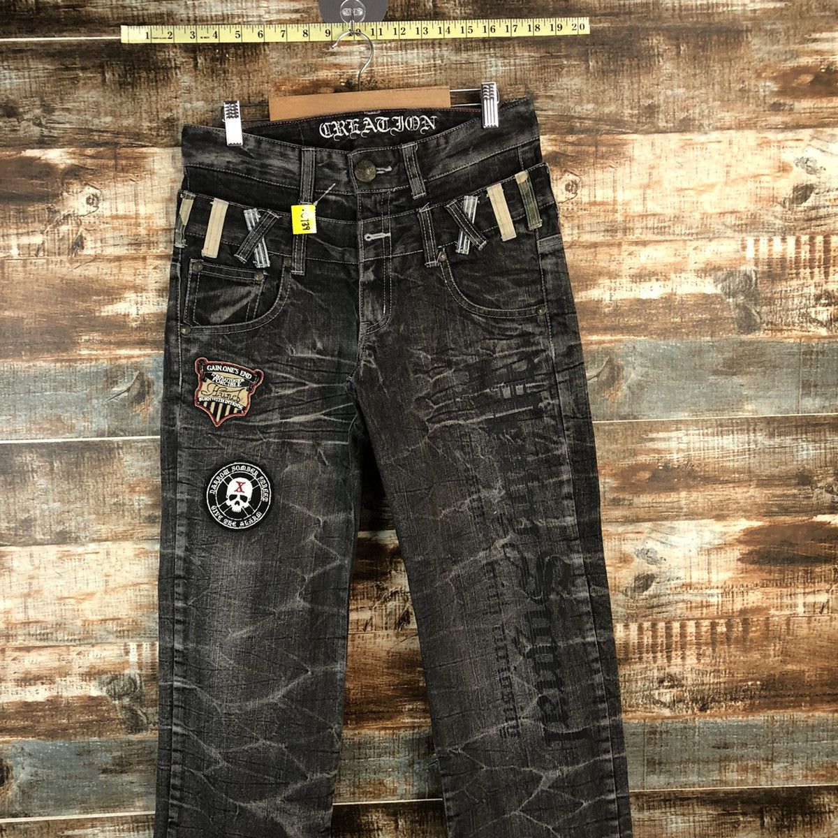 Japanese Brand DL Deluxe Black double waist rapper Denim Pants #C739 Size US 30 / EU 46 - 2 Thumbnail