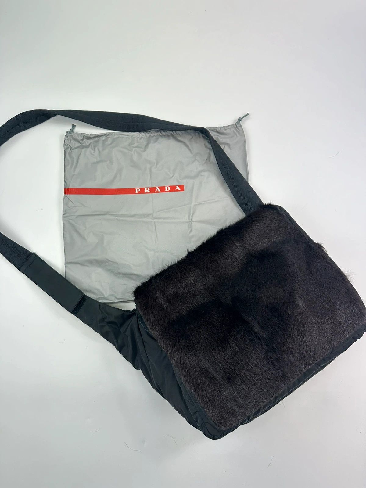 Prada Prada Sport FW1999 Fur Nylon Crossbody Bag Slingbag Black Size ONE SIZE - 1 Thumbnail
