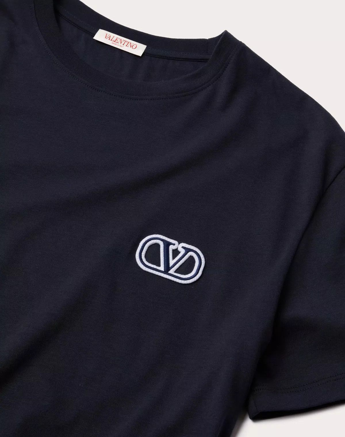 Valentino oc11z0725 Cotton T-Shirt With Vlogo Signature in Navy Blue Size US L / EU 52-54 / 3 - 7 Thumbnail