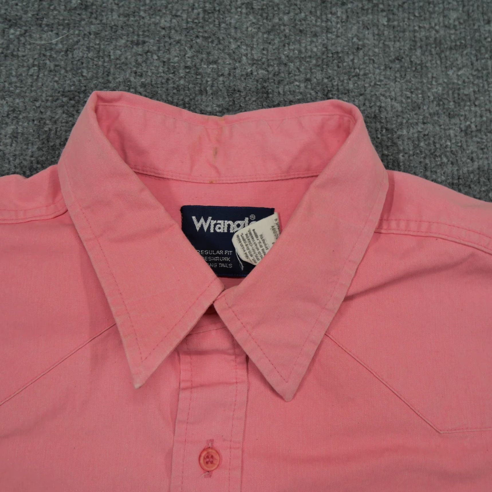 Wrangler VINTAGE Wrangler Shirt Mens 17.5 35 Pink Button Up Brush Popper Canvas Adult 90s Size US XXL / EU 58 / 5 - 4 Thumbnail