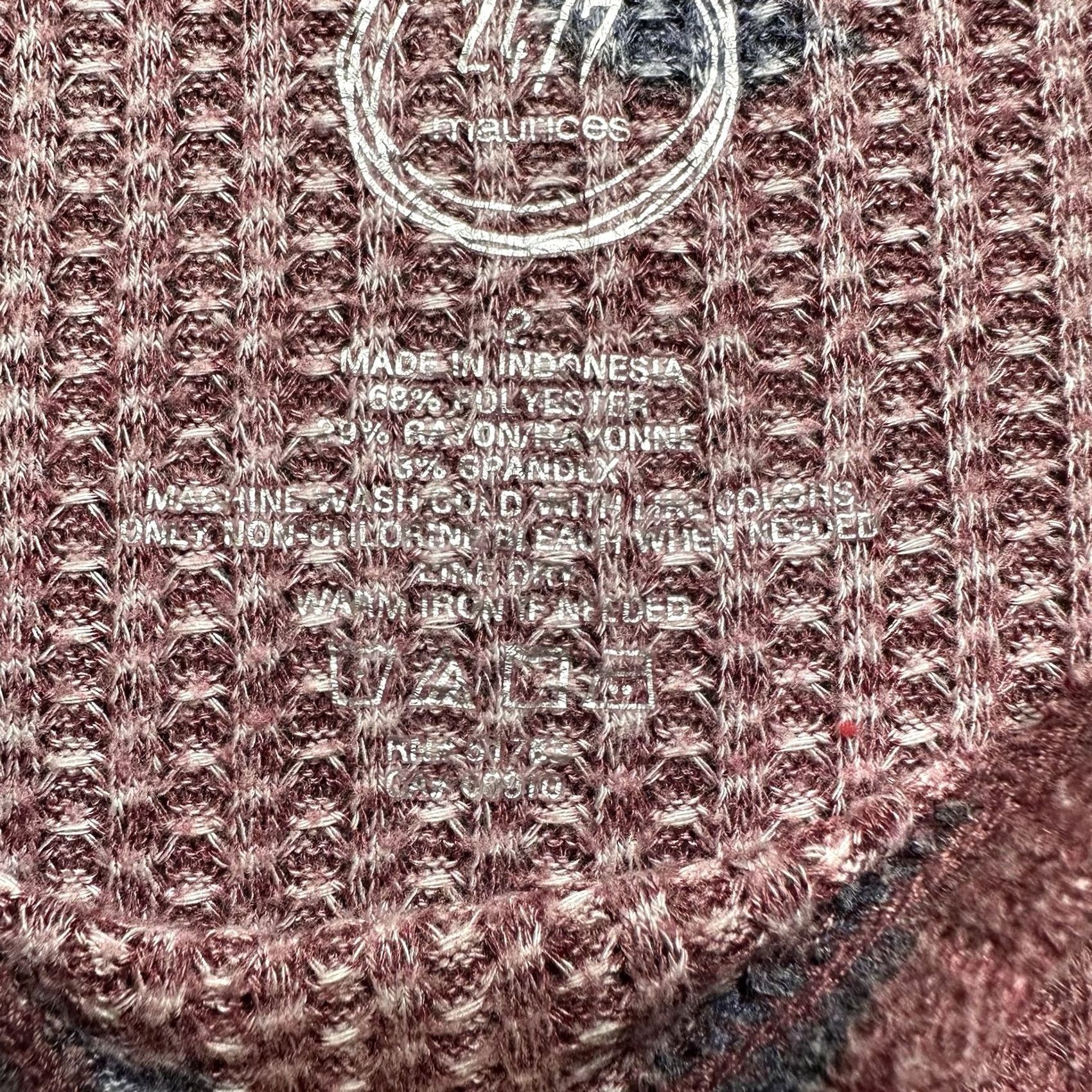 Vintage Maurices T-Shirt Womens 2XL Mauve Floral Print Waffle Knit Thermal Casual Side Slit Long Sleeve Round Neck Pullover Fall Winter Spring Size XXL / US 16-18 / IT 52-54 - 3 Thumbnail