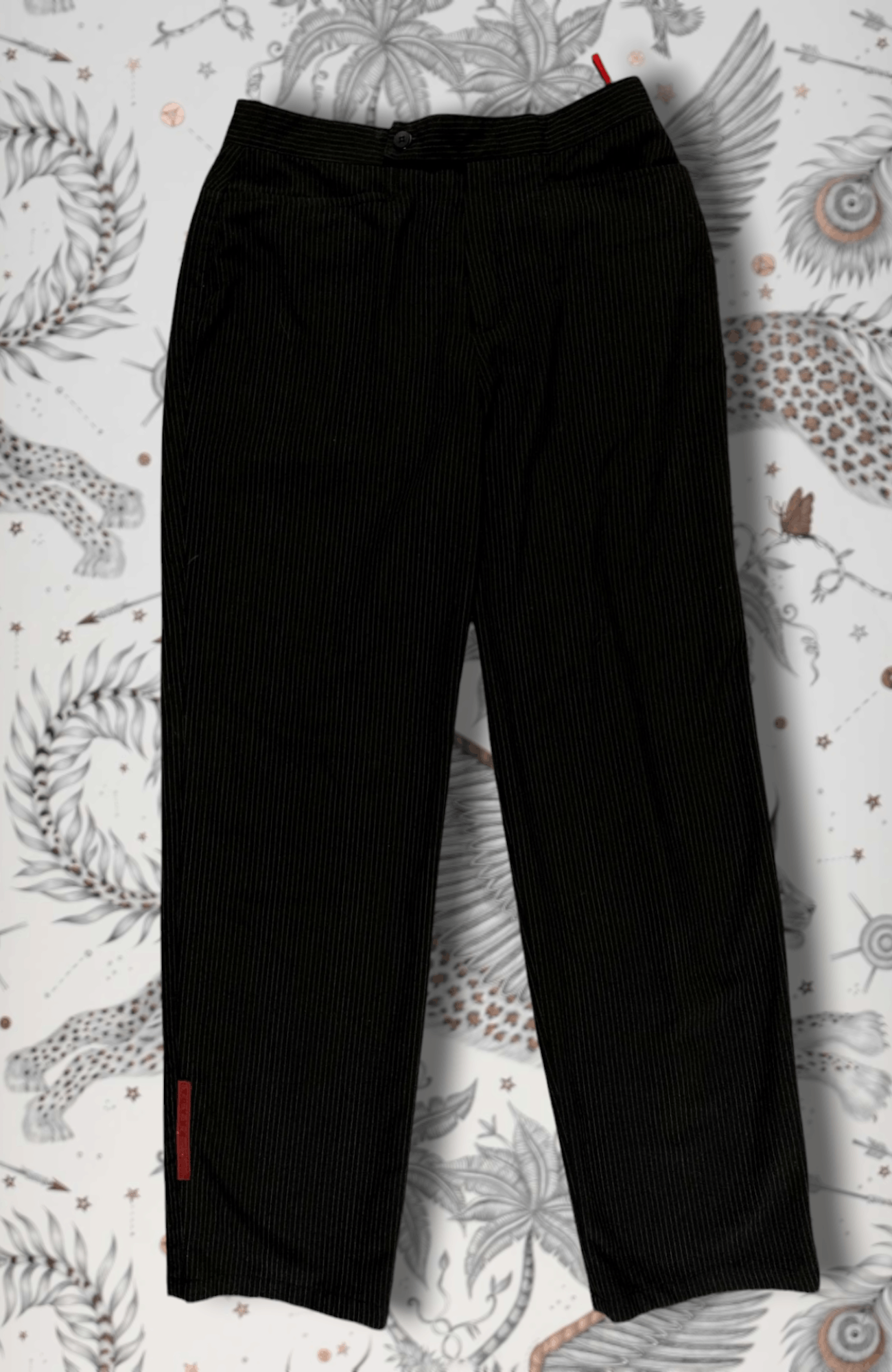 image of Very Vintage 90's Prada Red Tab Black Japanese Pants, Men's (Size 30)