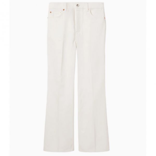 Crop Flared Denim Pants in White, Women's (Size 26)