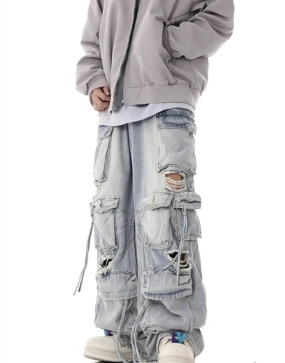 Jean Retro heavy industry beggar ripped workwear wide leg jeans Size US 32 / EU 48 - 2 Thumbnail