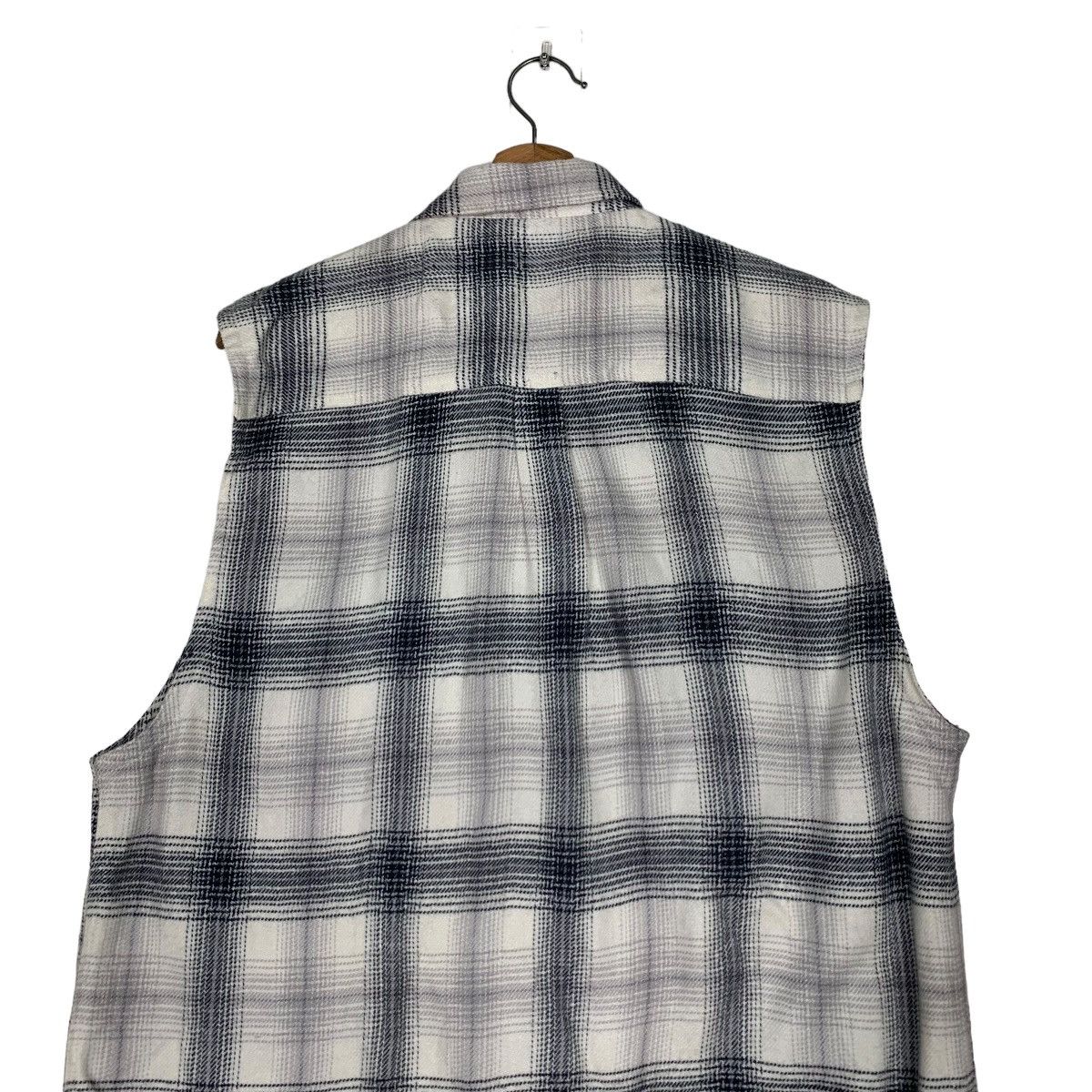 Japanese Brand PRACT STUDIO Shadow Plaid Sleeveless Flannel #0090-C6 Size US L / EU 52-54 / 3 - 9 Thumbnail