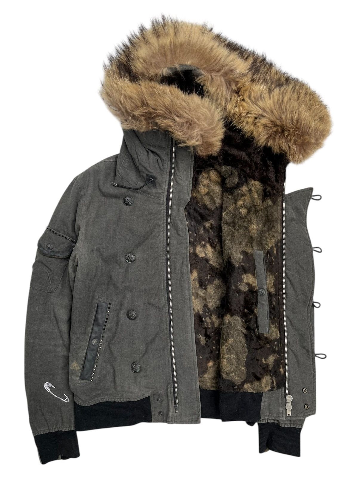 14th Addiction Roar Studded RIRI Zipper Fur Jacket Size US S / EU 44-46 / 1 - 2 Thumbnail
