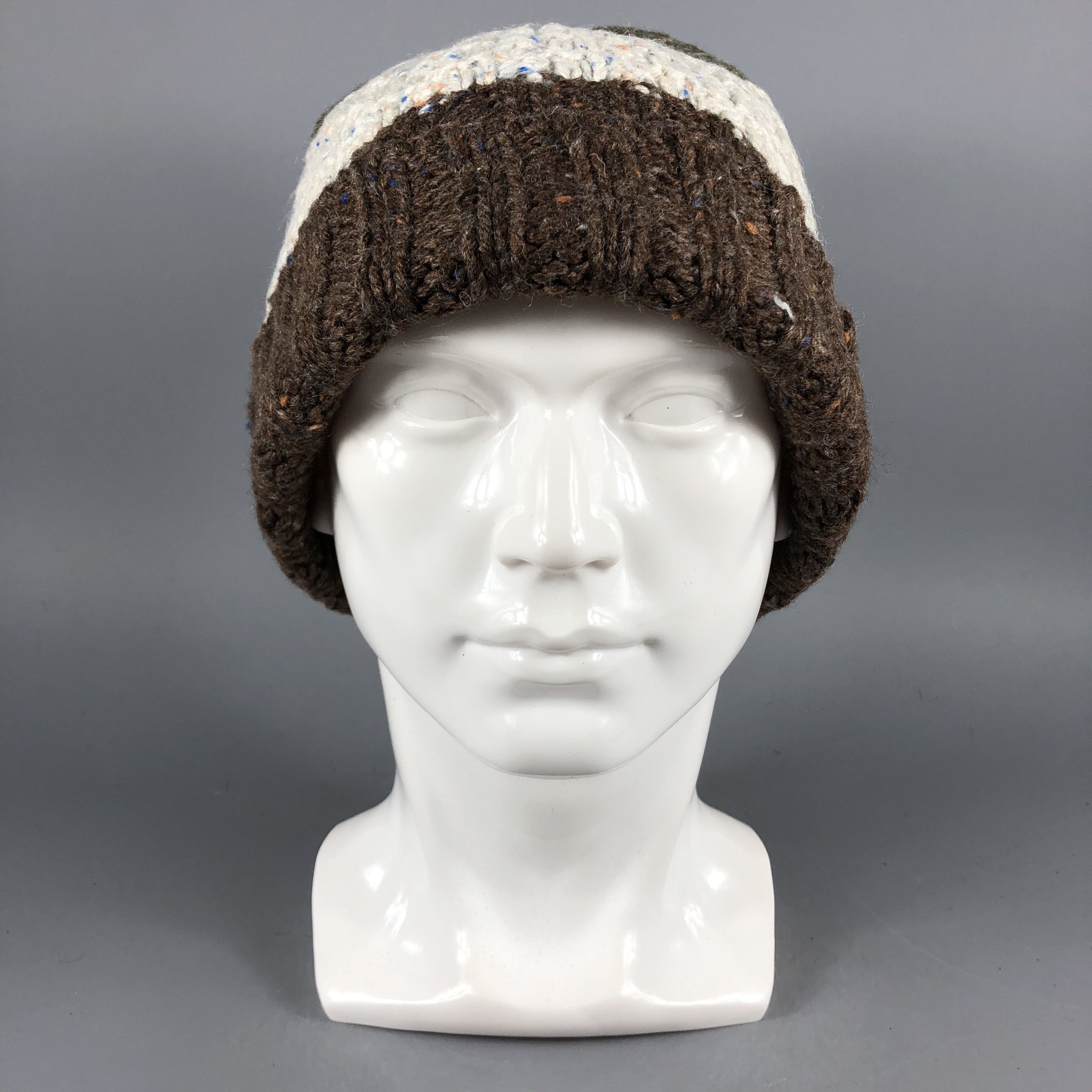 image of Vintage Unknown Tricolor Ribbed Knit Beanie Snow Hat Snow Cap -D977, Men's
