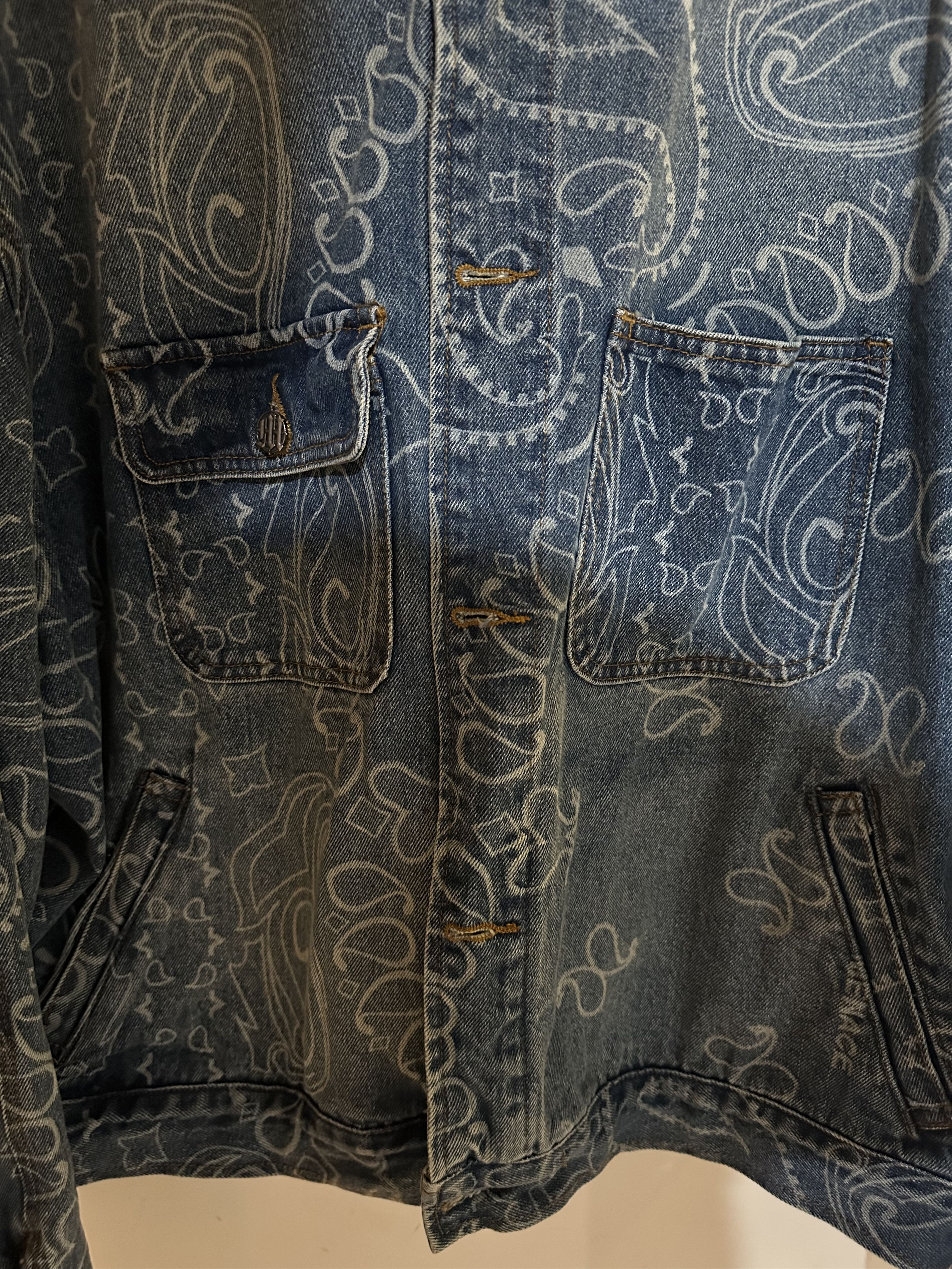 Menace Laser Engraved Paisley Denim Jacket Size US XXL / EU 58 / 5 - 3 Thumbnail