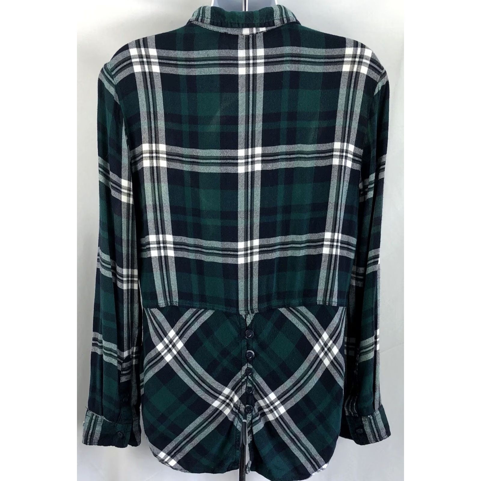 Vintage Beach Lunch Lounge Blouse M Green Plaid Rayon Flannel Top ButtonUp Vintage-Style Grunge 90s Bohemian Western Casual Workwear Womens Size M / US 6-8 / IT 42-44 - 3 Thumbnail