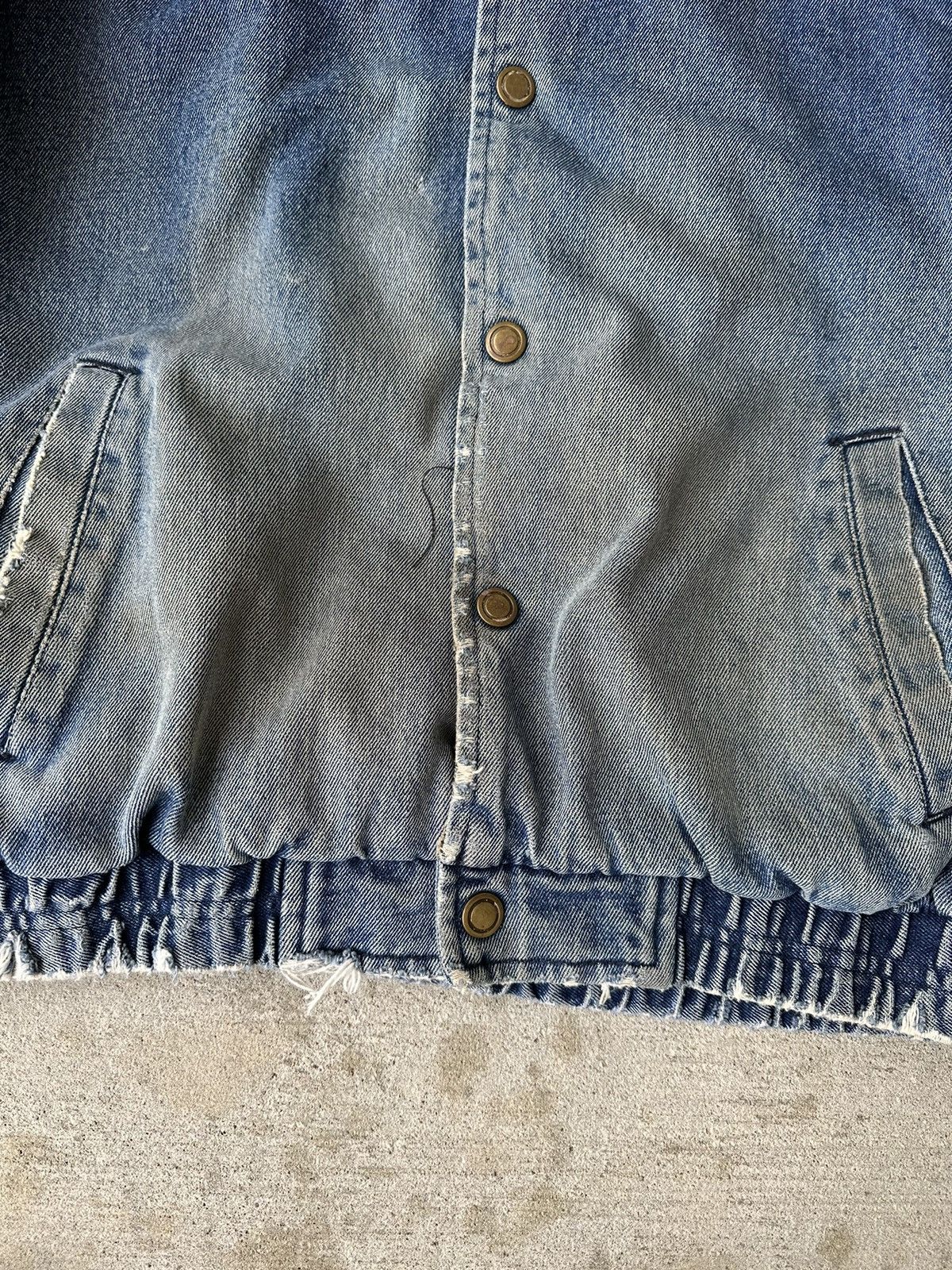 Vintage Distressed Denim Bomber Varsity Jacket Size US XL / EU 56 / 4 - 6 Thumbnail