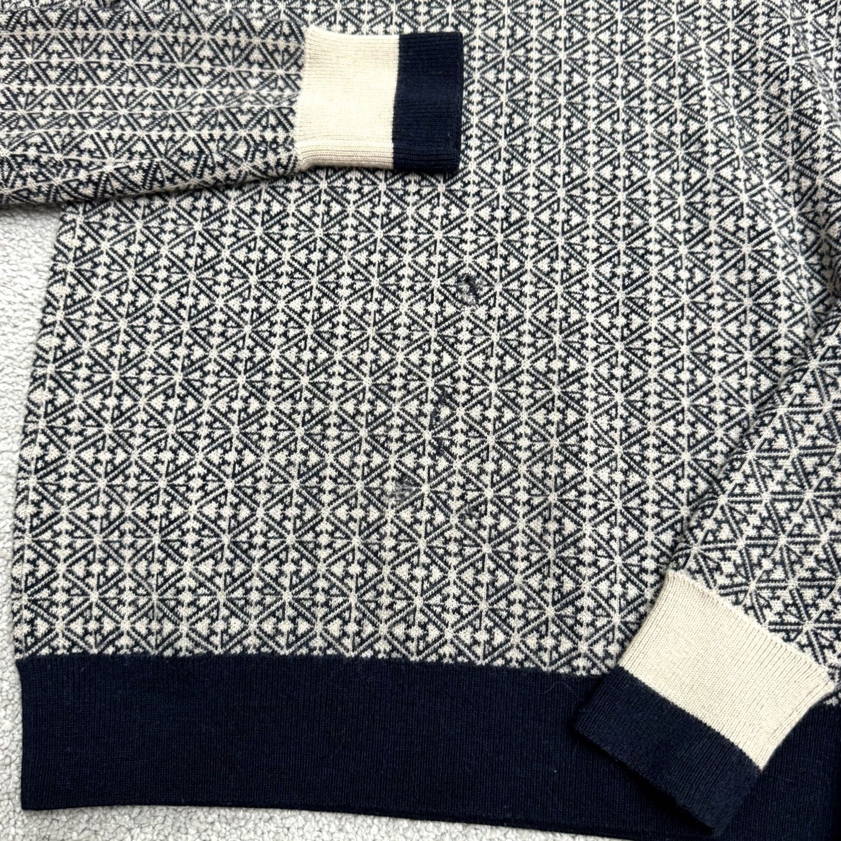Hardy Amies Hardy Amies Sweater Men Small Navy Merino Wool Geometric Crew Neck Pullover Knit Size US S / EU 44-46 / 1 - 3 Thumbnail