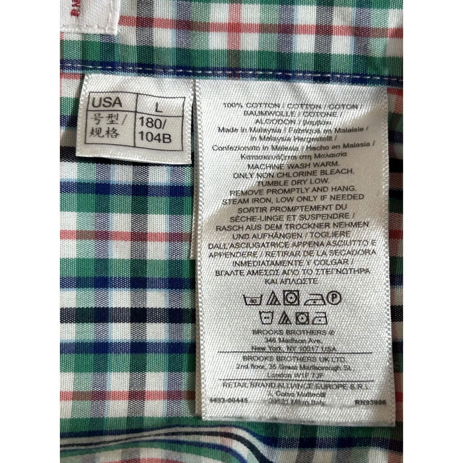 Brooks Brothers Brooks Brothers Shirt Mens Large Green Plaid Short Sleeve Button 346 Cotton Camp Size US L / EU 52-54 / 3 - 5 Thumbnail